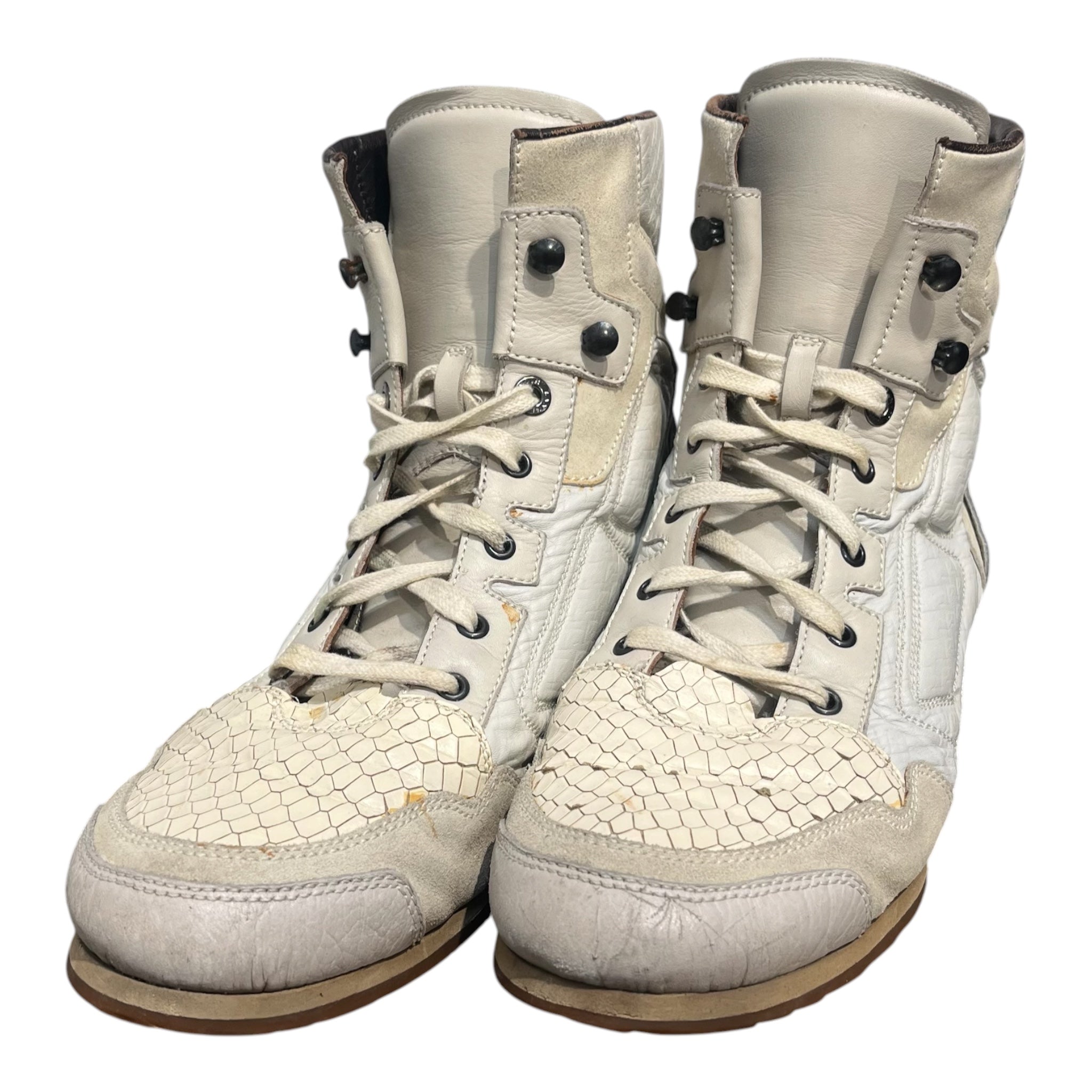 LANVIN/Hi-Sneakers/US 12/Lambskin/CRM/BOXING SHOE-EMBOSSED TOE view 4