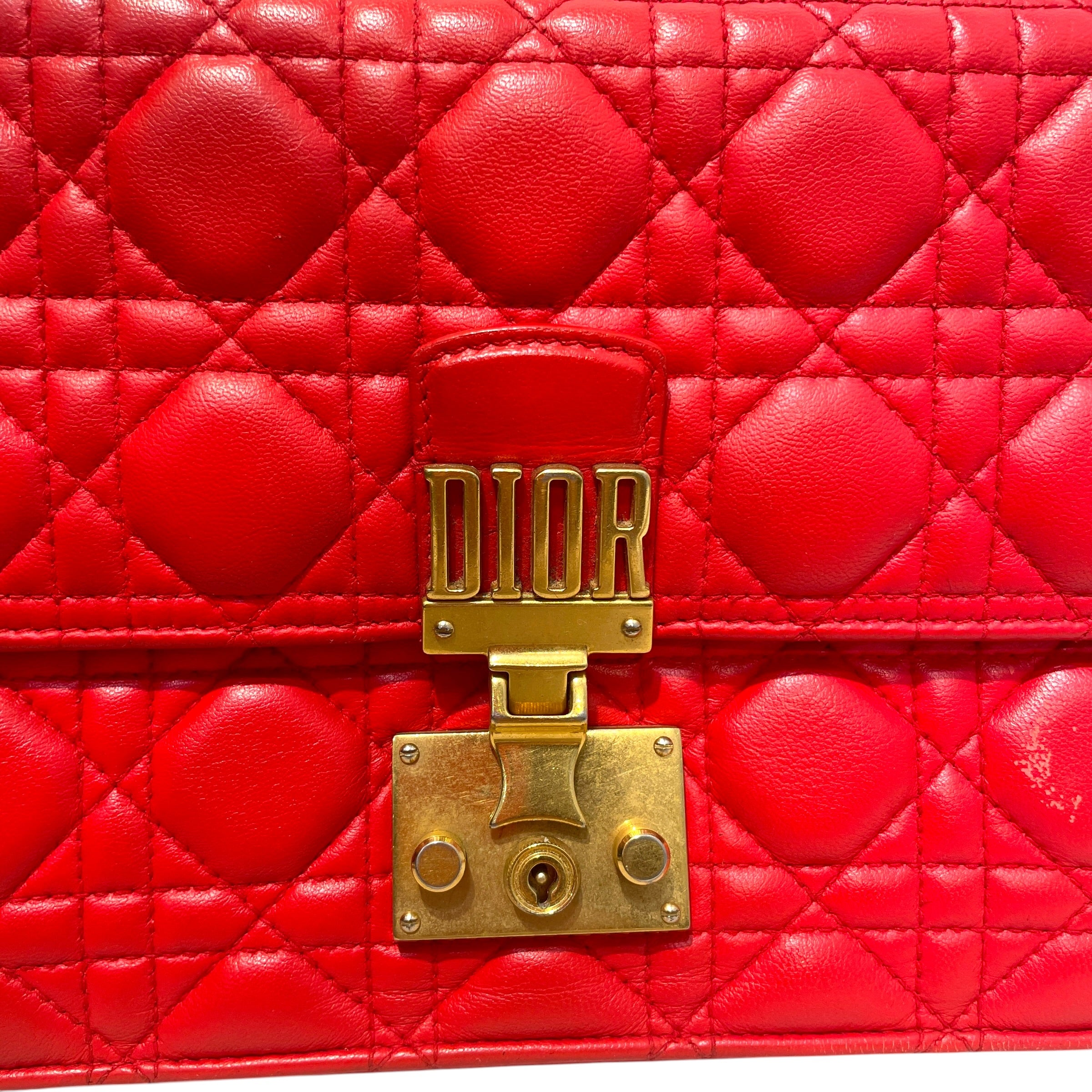 Christian Dior/Cross Body Bag/Leather/RED/Cannage Dioraddict view 6