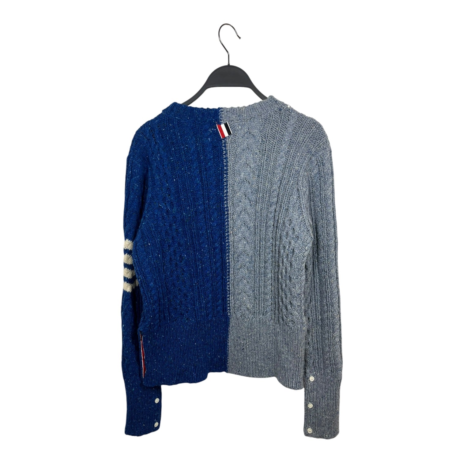 THOM BROWNE. NEW YORK/Sweater/0/Wool/GRY/SPLIT CABLE WOOL KNIT view 2