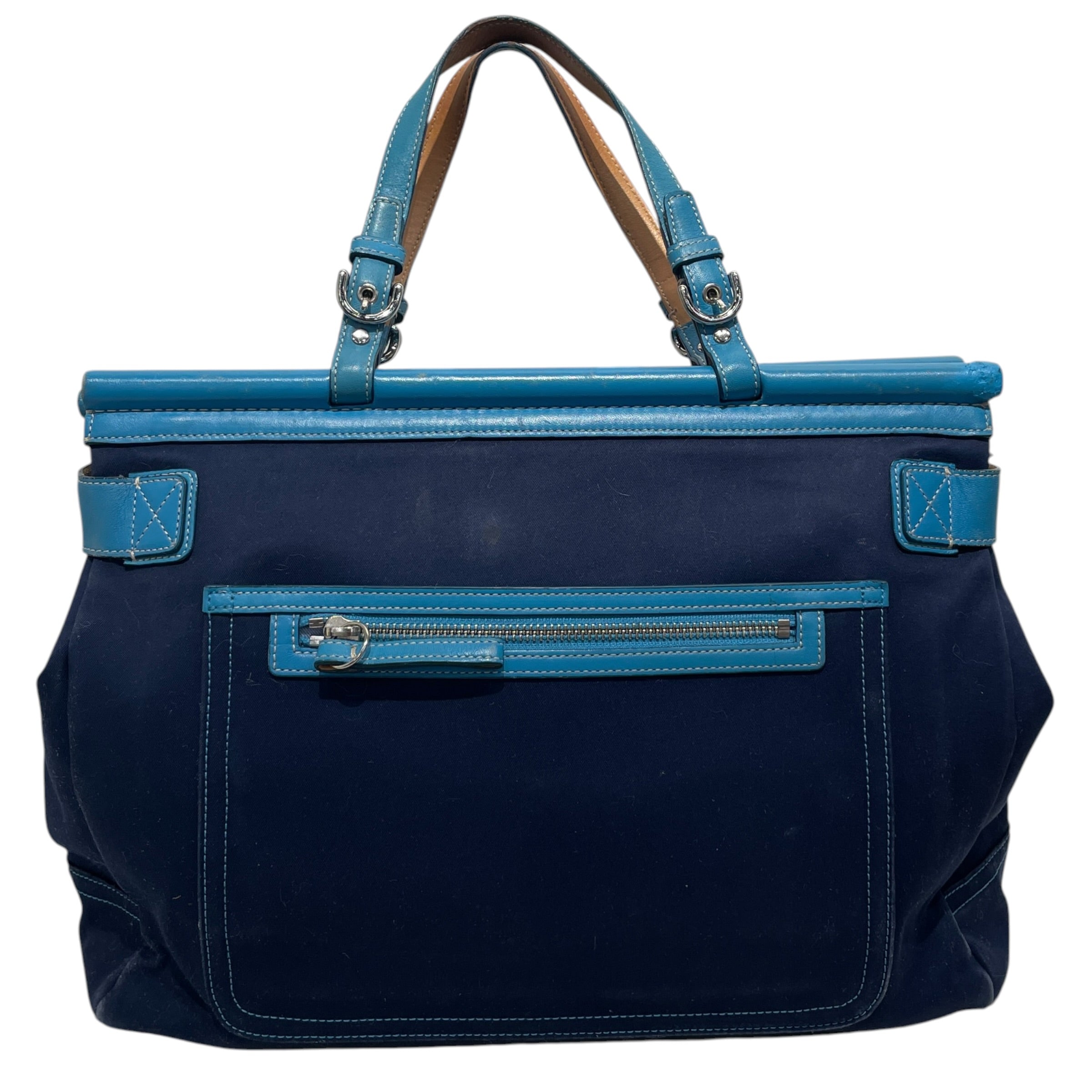 COACH/Tote Bag/Cotton/NVY/Turnlock Canvas Carryall view 2