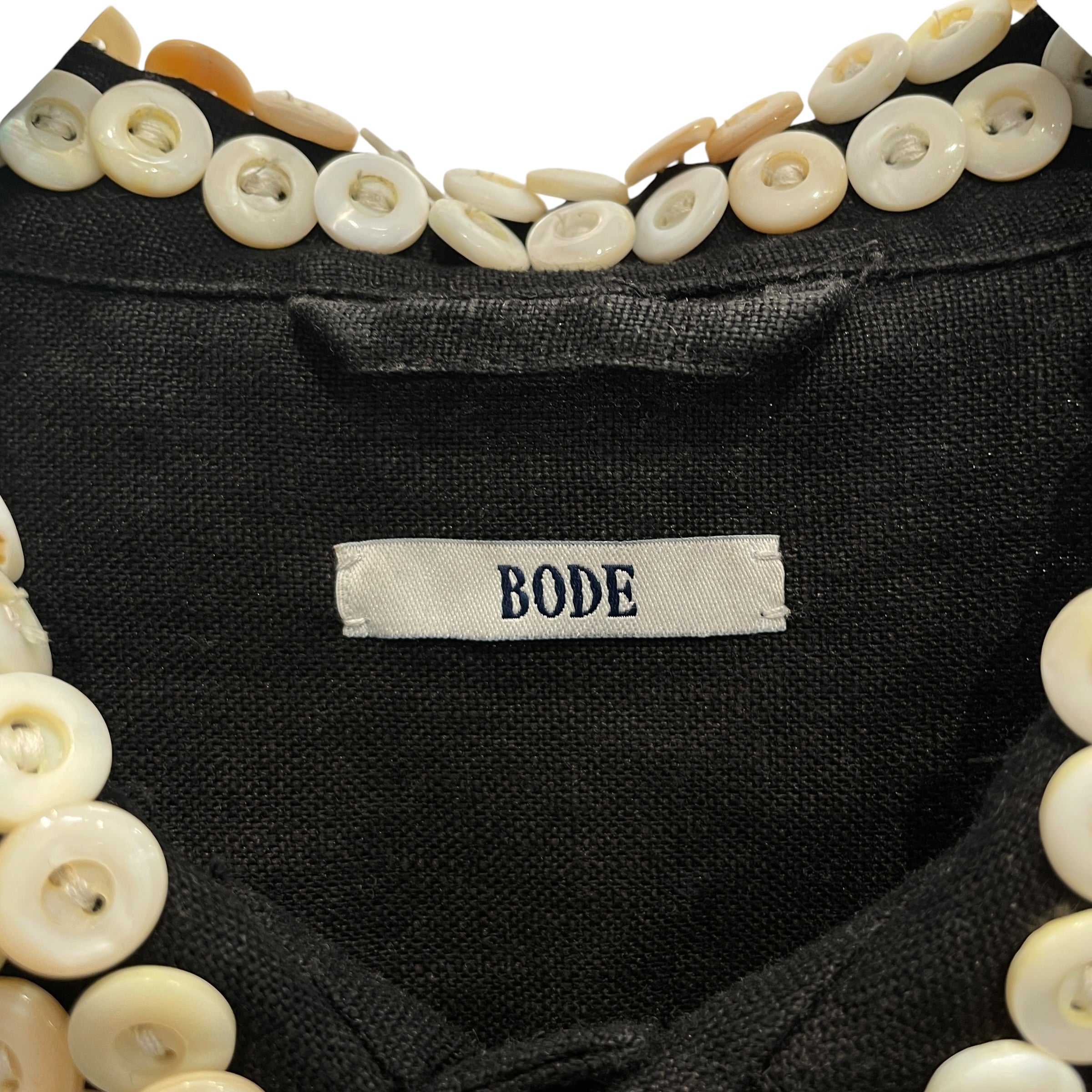 BODE/LS Shirt/L/XL/Linen/BLK/Graphic/ALL OVER BUTTONS "GOOD LUCK" view 3