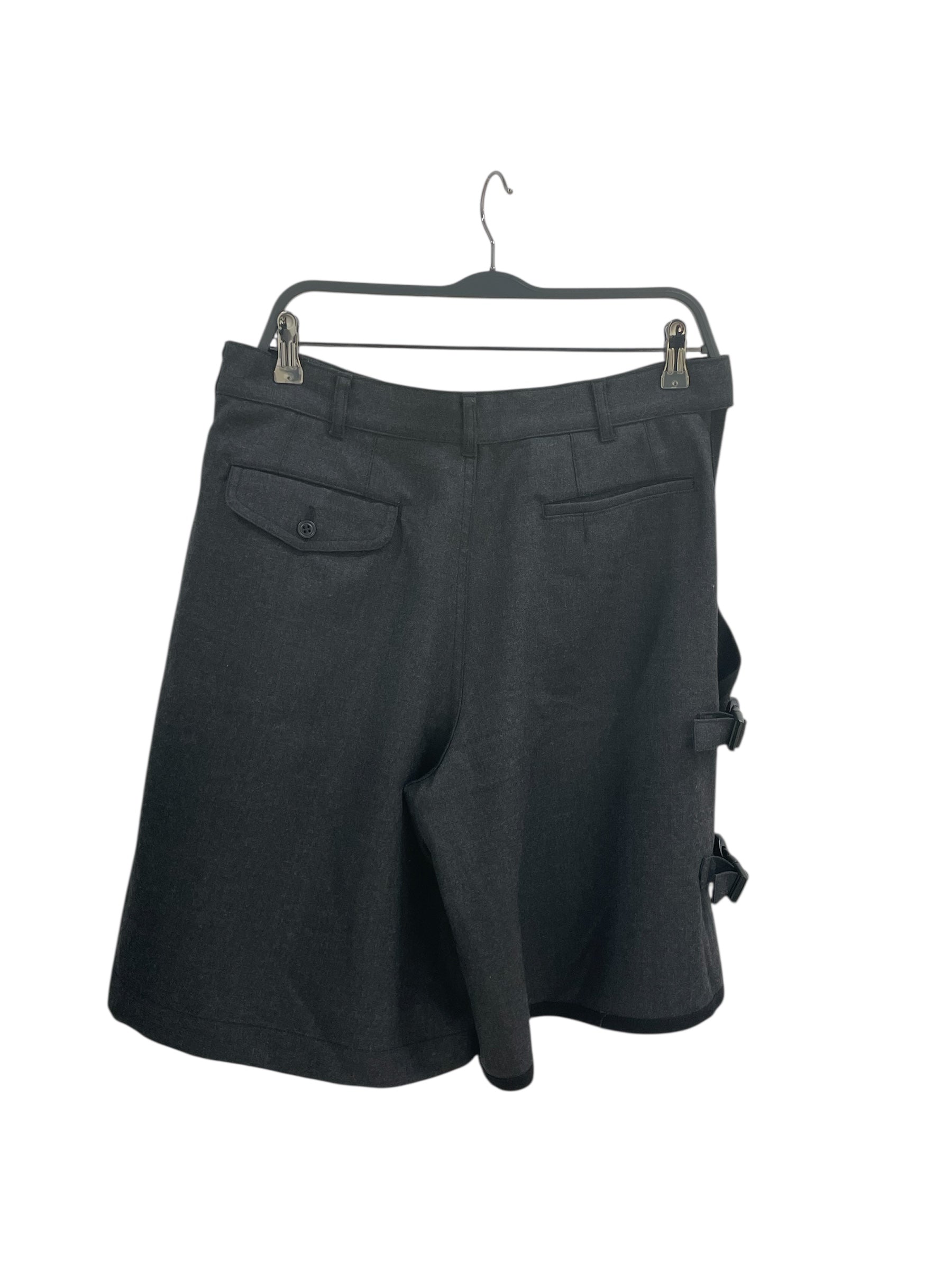 COMME des GARCONS HOMME PLUS/Cropped Pants/M/Wool/GRY/Side Buckles view 2