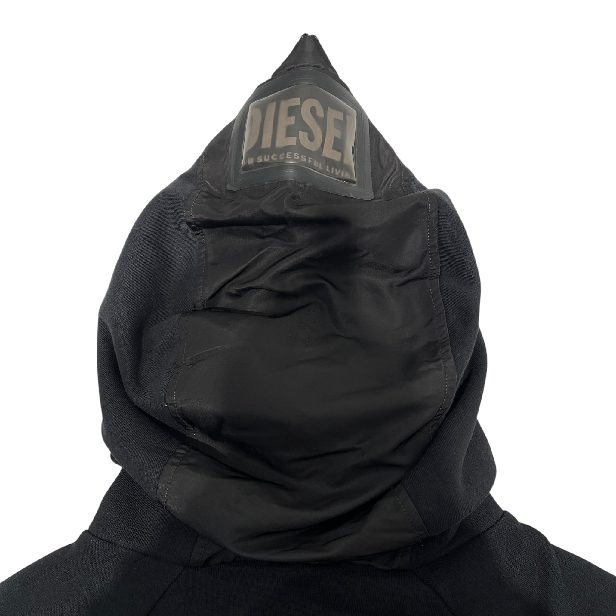DIESEL/Zip Up Hoodie/XL/Cotton/BLK/full zip hoodie view 7