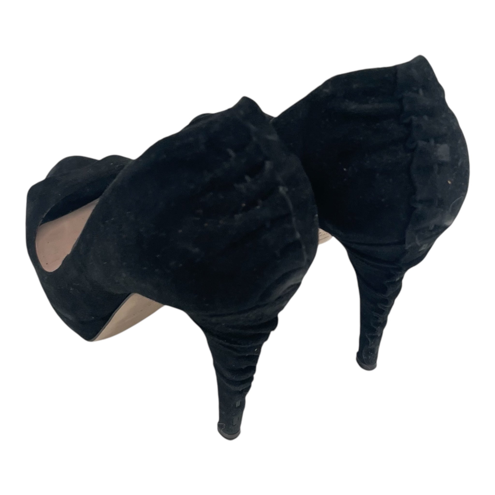 MIU MIU/Heels/US 6/BLK/Open-Toe/ribbed heel post all black view 2