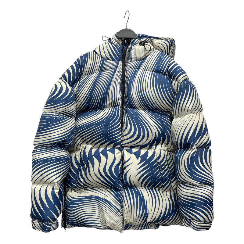 DRIES VAN NOTEN/Coat/XL/Nylon/BLU/All Over Print/Vorley Coat w side zip detail