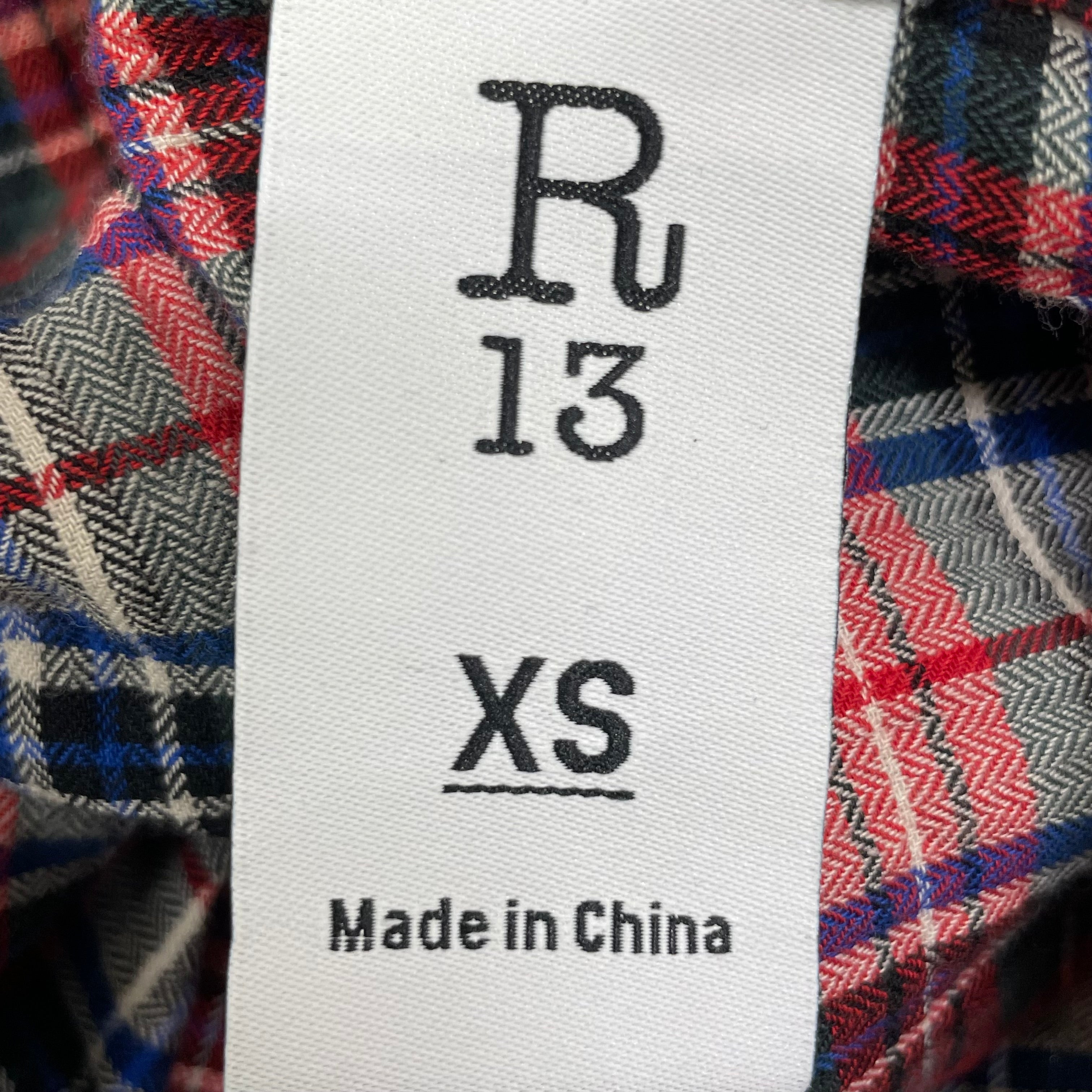 R13/Flannel Shirt/XS/Plaid/Cotton/RED/PLAID/BACK ZIPP/CRM/BLU/GRN view 7