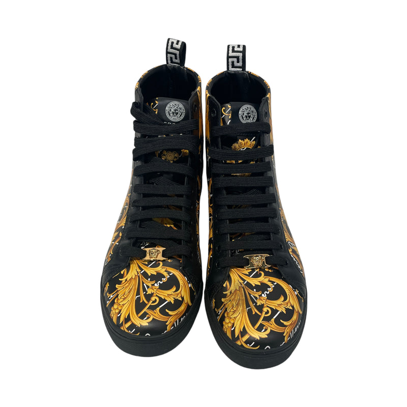 VERSACE/Hi-Sneakers/US 9/All Over Print/Leather/BLK/