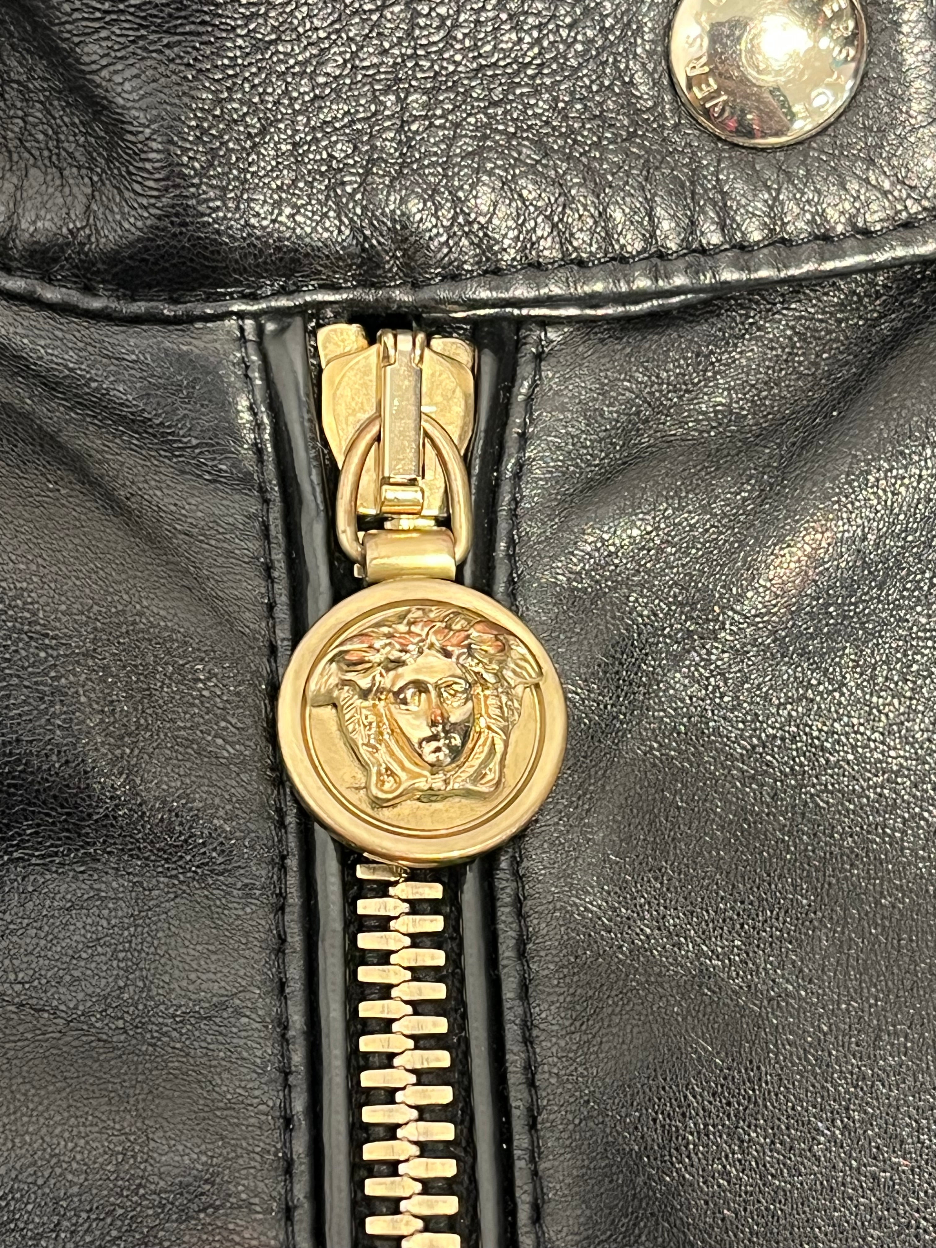 VERSACE/Leather Jkt/S/Leather/BLK/leather and suede slight stain view 5