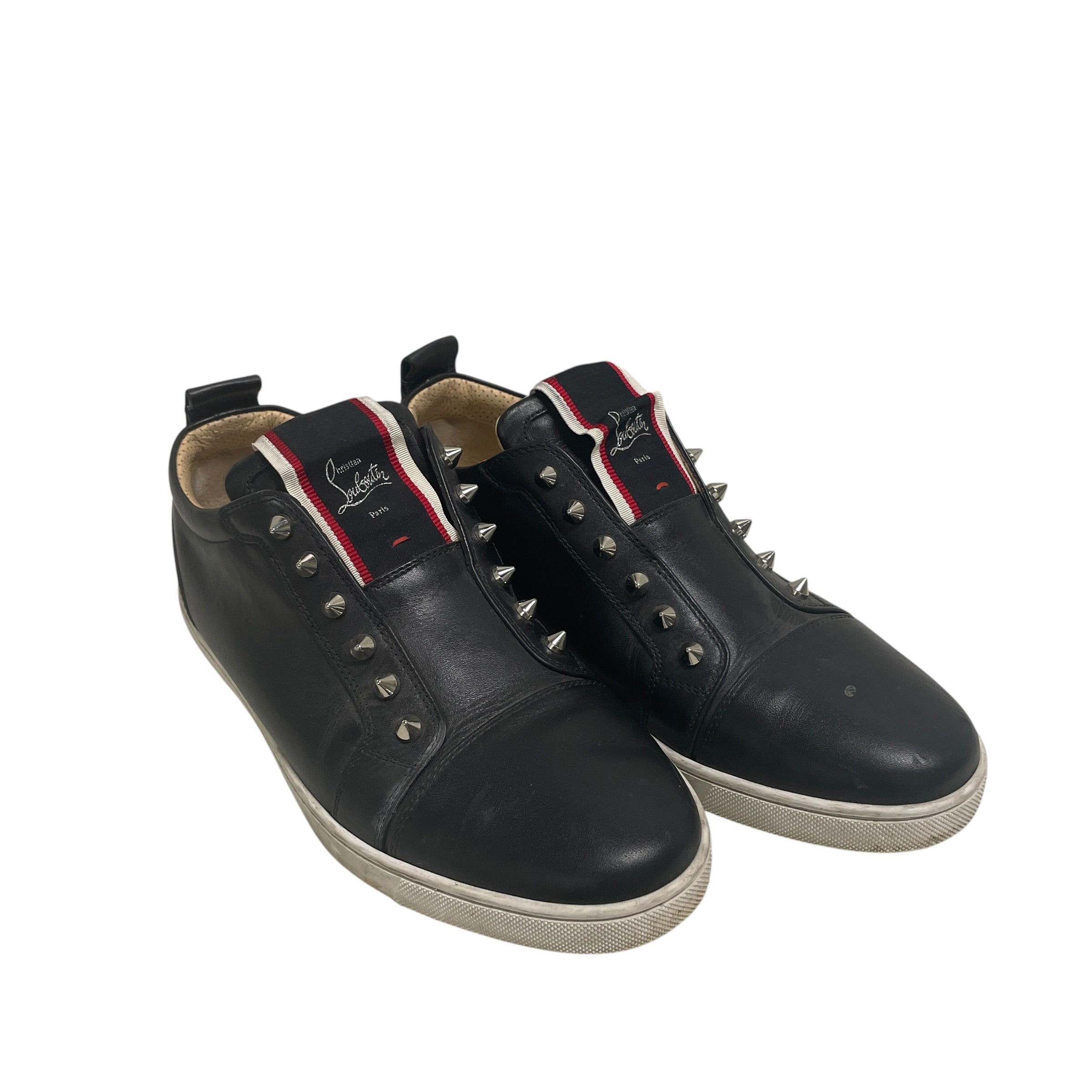 Christian Louboutin/Low-Sneakers/EU 41.5/Leather/BLK/spike studs view 1