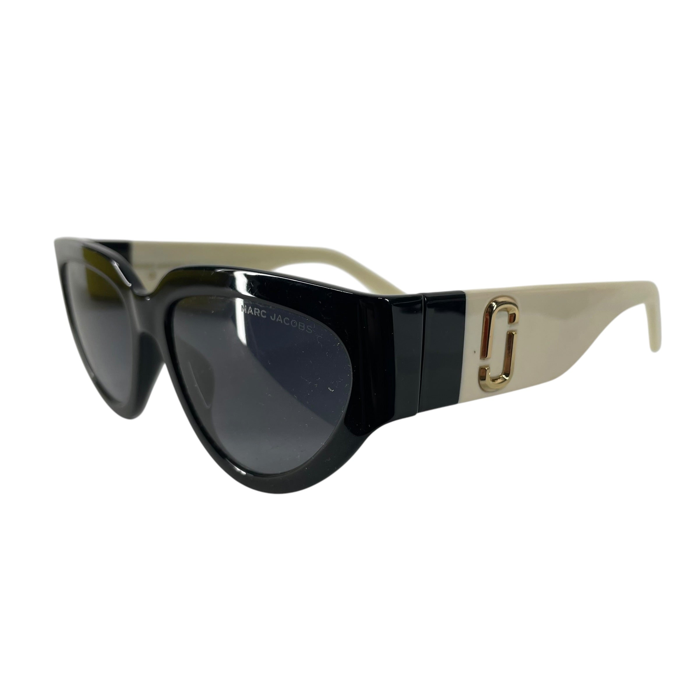 MARC JACOBS/Sunglasses/Plastic/BLK/Oval/WHITE ARMS WIHT GOLD LOGO view 2