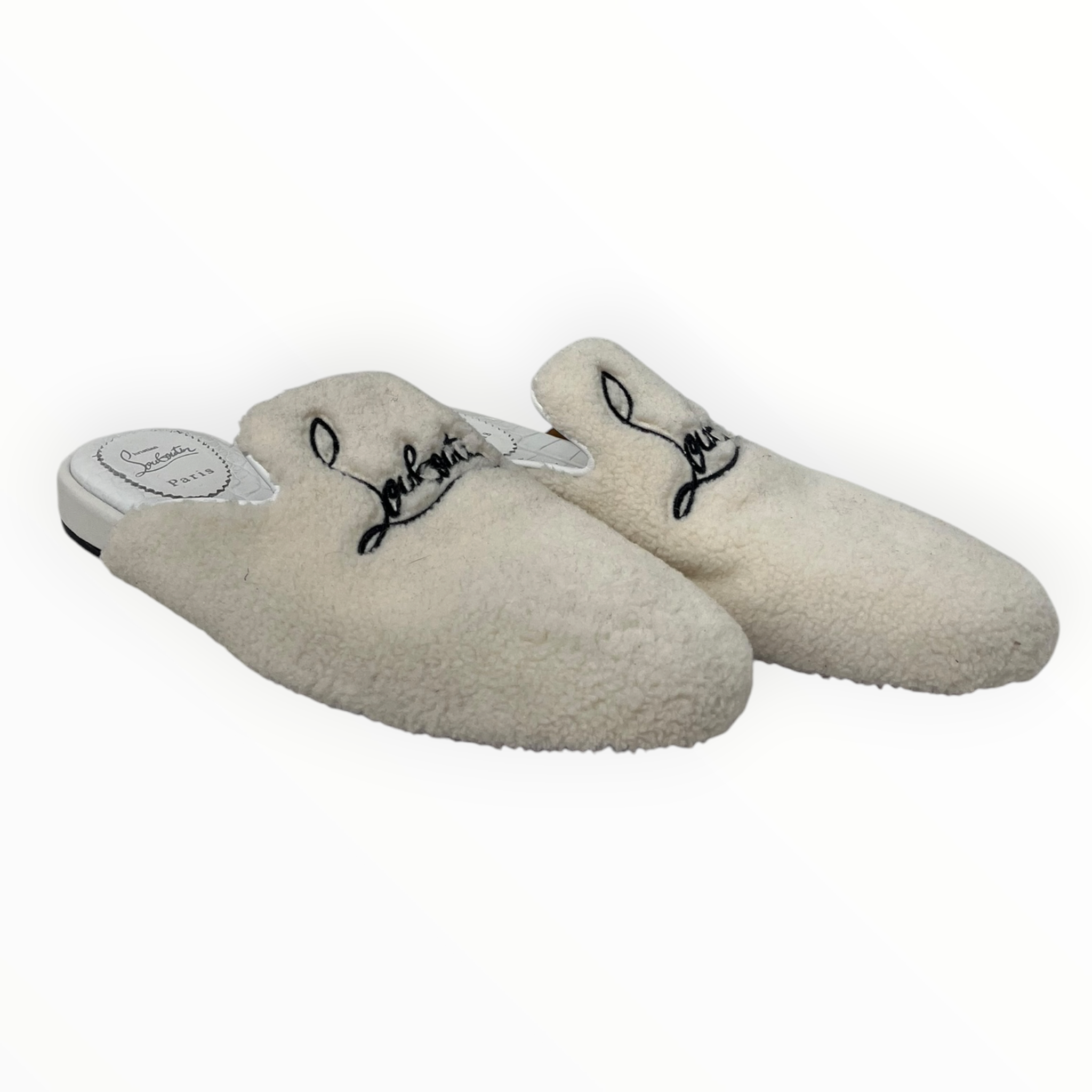 Christian Louboutin/Sandals/EU 43/Cotton/WHT/COOLITO DONNA SHERPA SLIP ON view 1