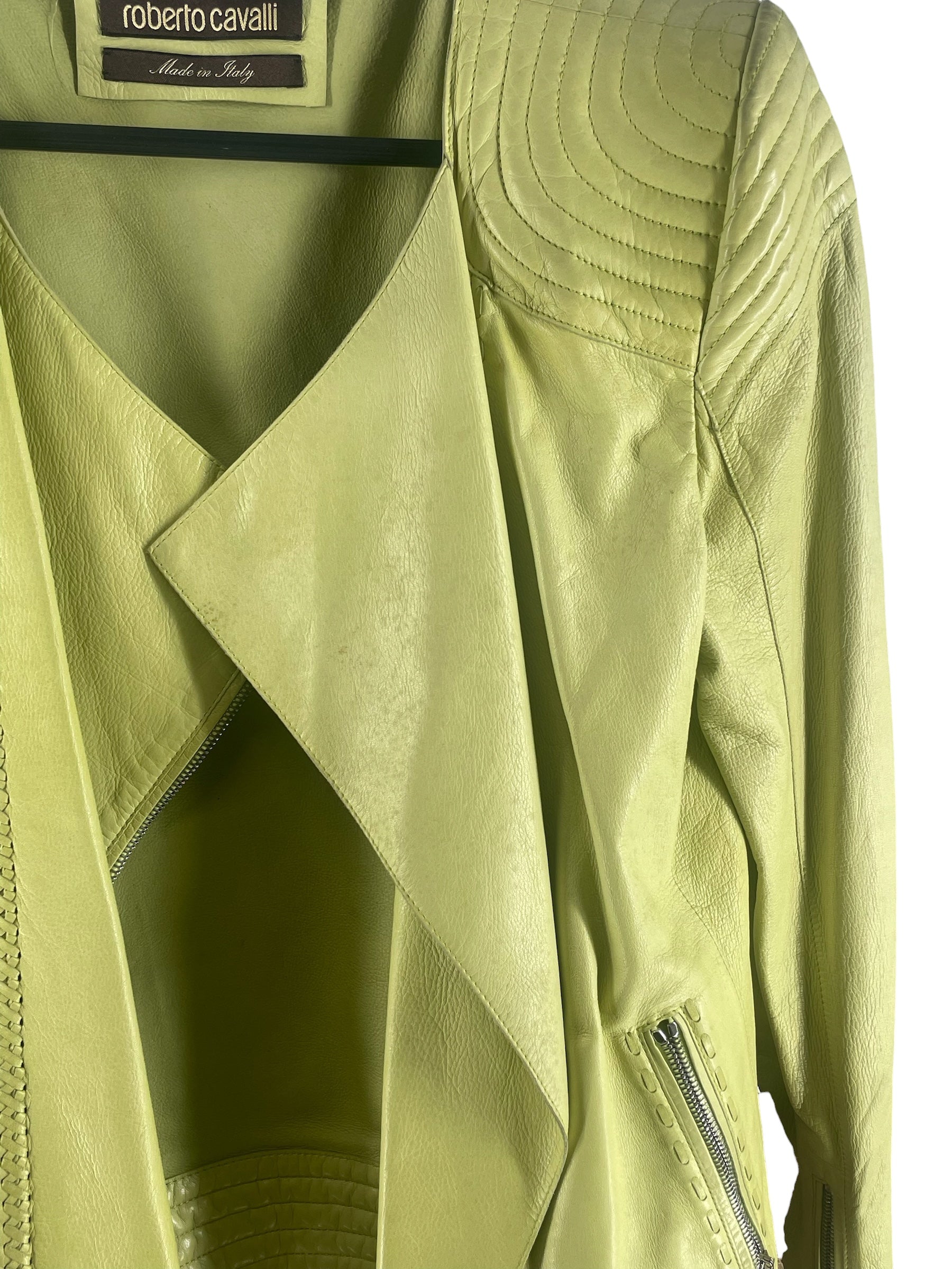 roberto cavalli/Leather Jkt/46/Leather/GRN/BRAIDED MOTO JKT view 2