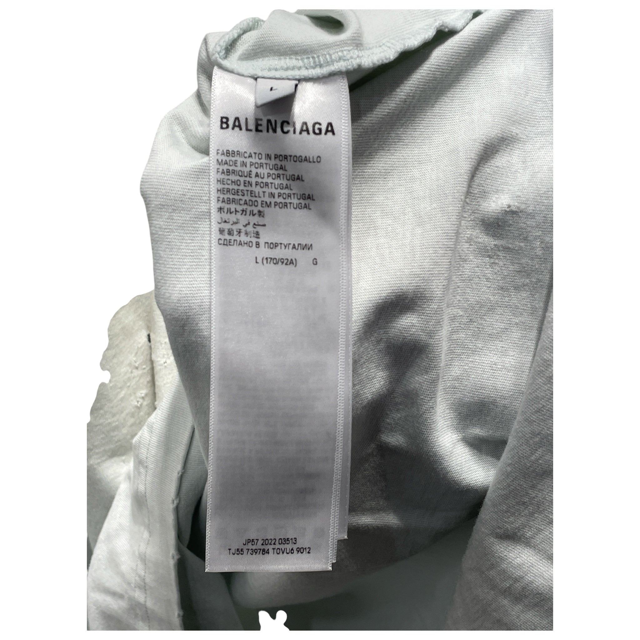 BALENCIAGA/T-Shirt/L/Cotton/CRM/Graphic/bitcoin distressed view 4
