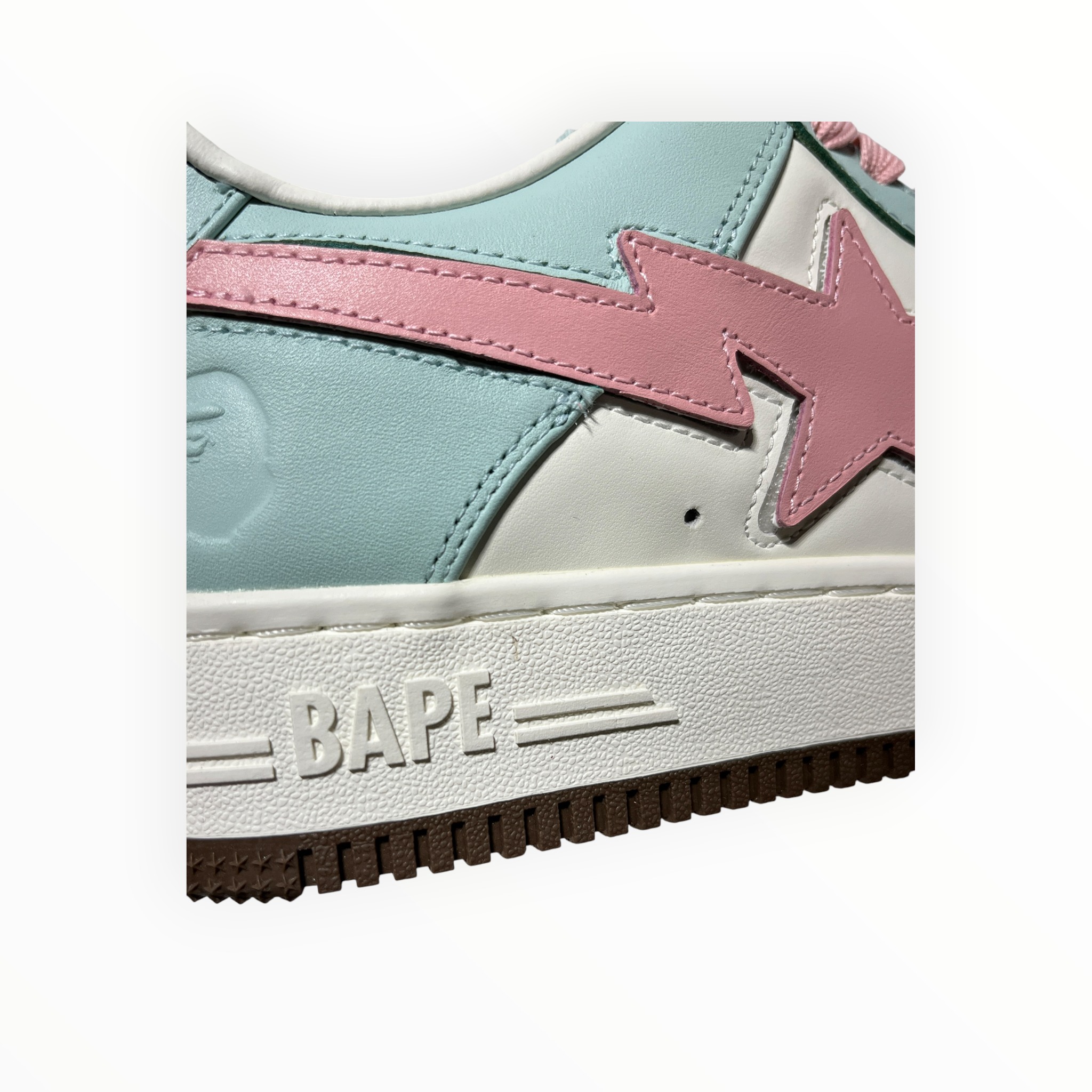A BATHING APE/Low-Sneakers/US 8.5/Cotton/BLU/U-Tip/blue/pink bapesta view 7