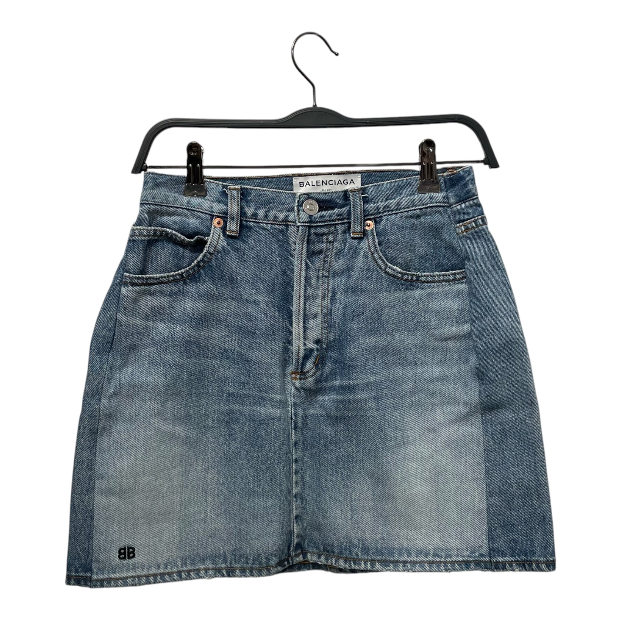 BALENCIAGA/Skirt/38/Cotton/BLU/BLUE DENIM MINI SKIRT view 1