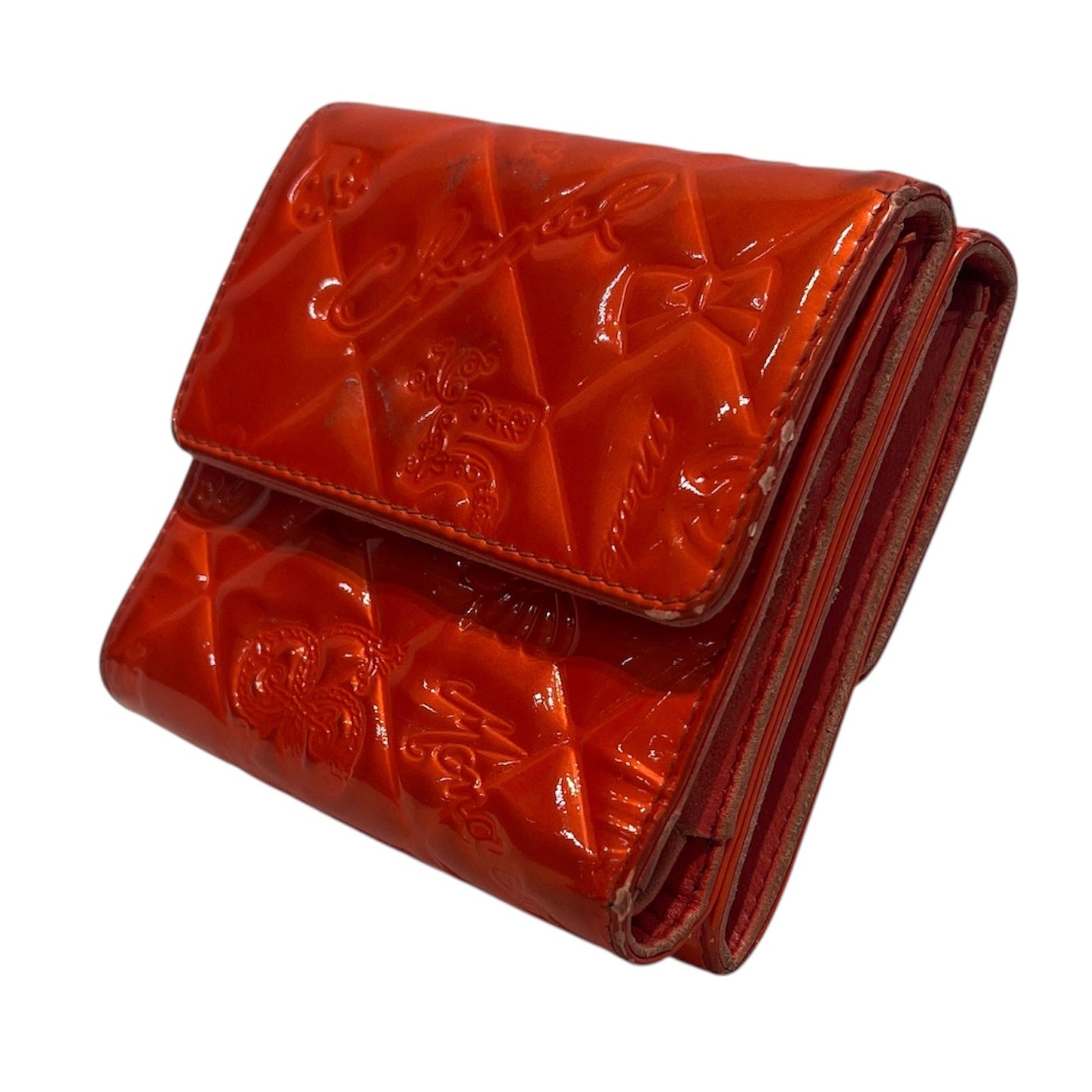 CHANEL/Trifold Wallet/Monogram/Leather/ORN/brilliant qulted patent leathe view 1