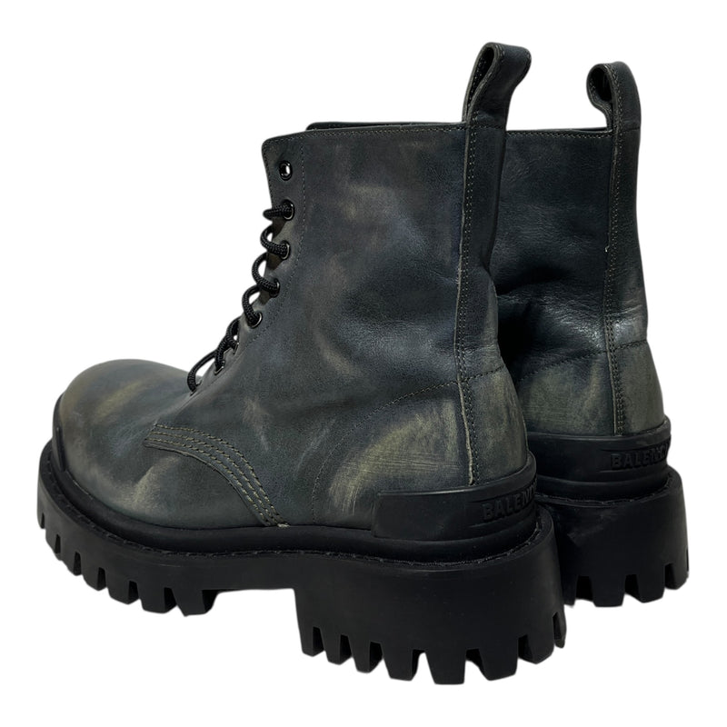 BALENCIAGA/Lace Up Boots/EU 37/Leather/GRY/LEATHER STRIKE BOOTS