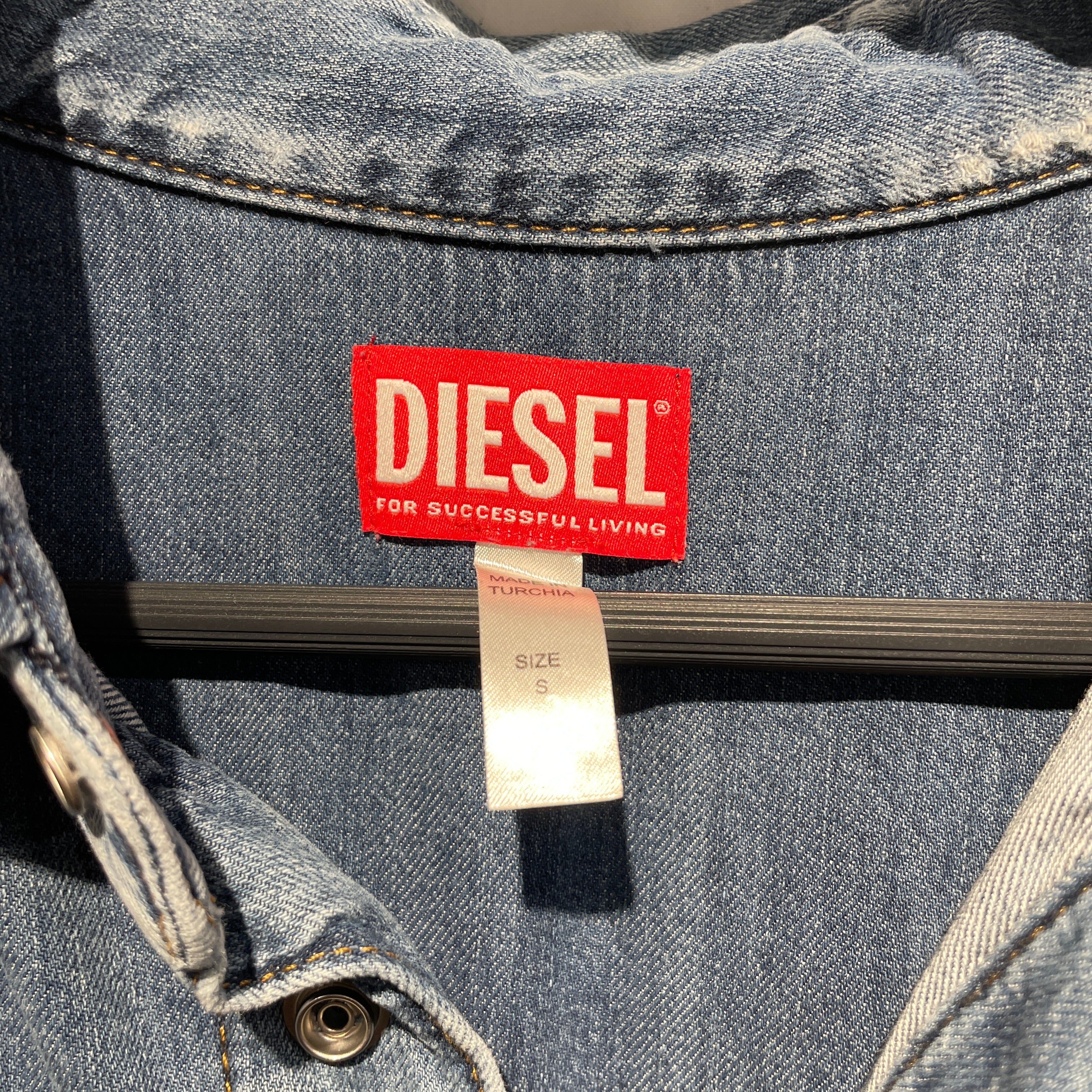 DIESEL/Shirt Dress/S/Cotton/IDG/DESTROYED DENIM DRESS view 3