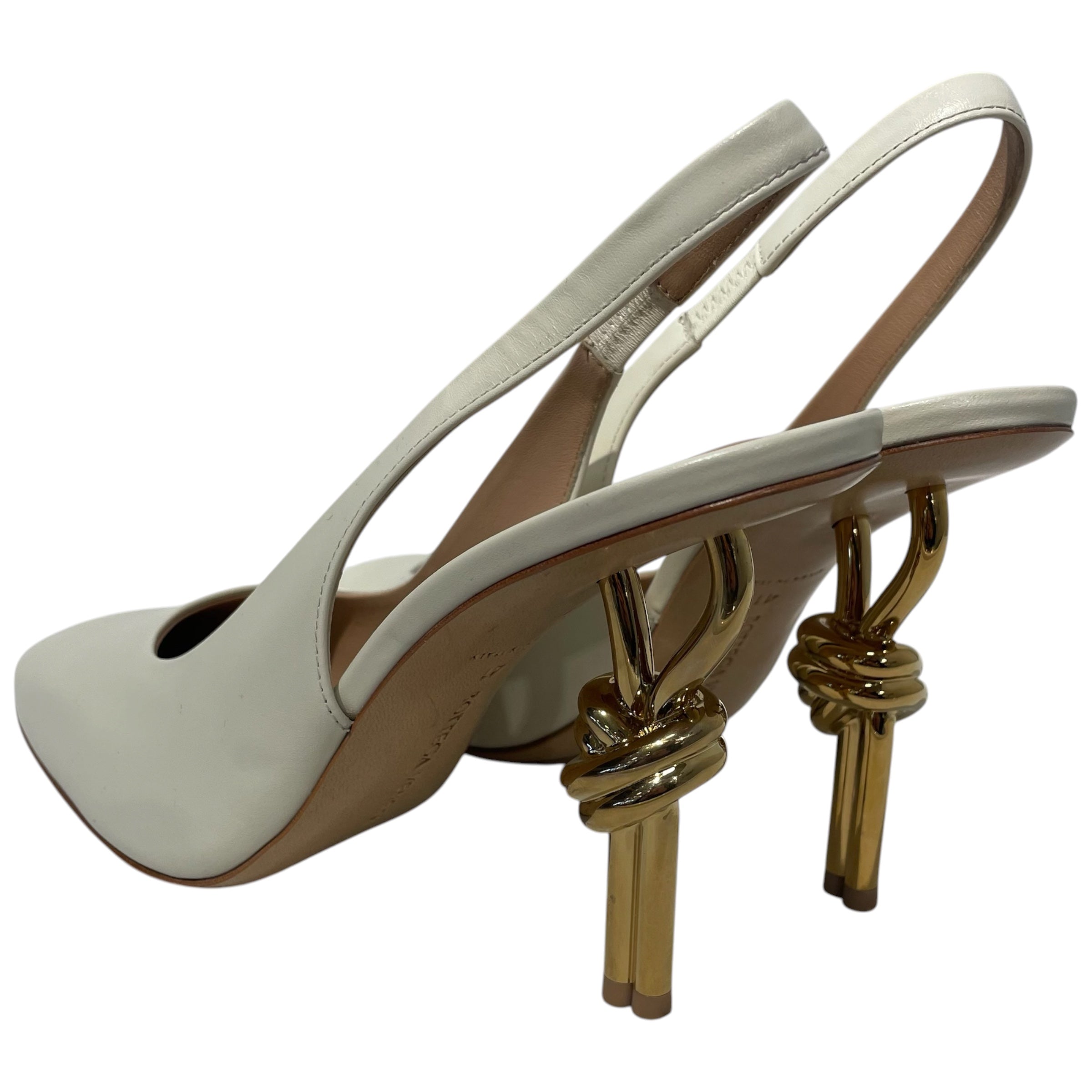 BOTTEGA VENETA/Heels/EU 41/Leather/CRM/U-Tip/GOLDEN KNOT STILLETTO view 2