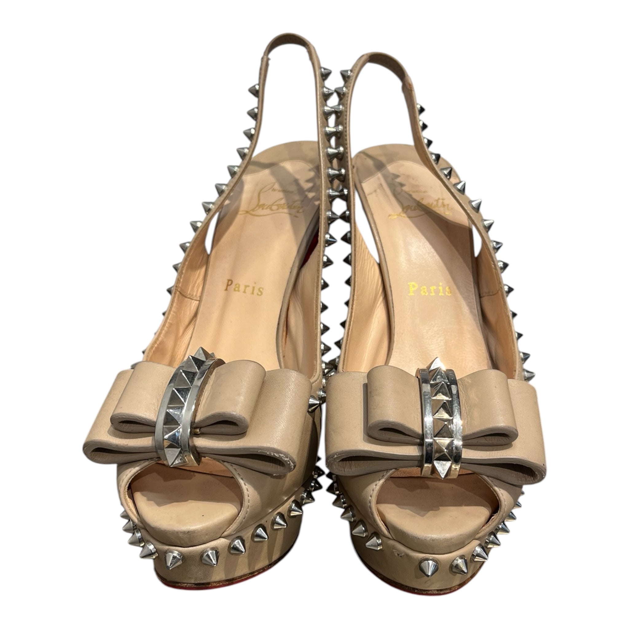 Christian Louboutin/Heels/UK 8.5/Leather/BEG/Patent/LADY CHOU-STUDDED view 2