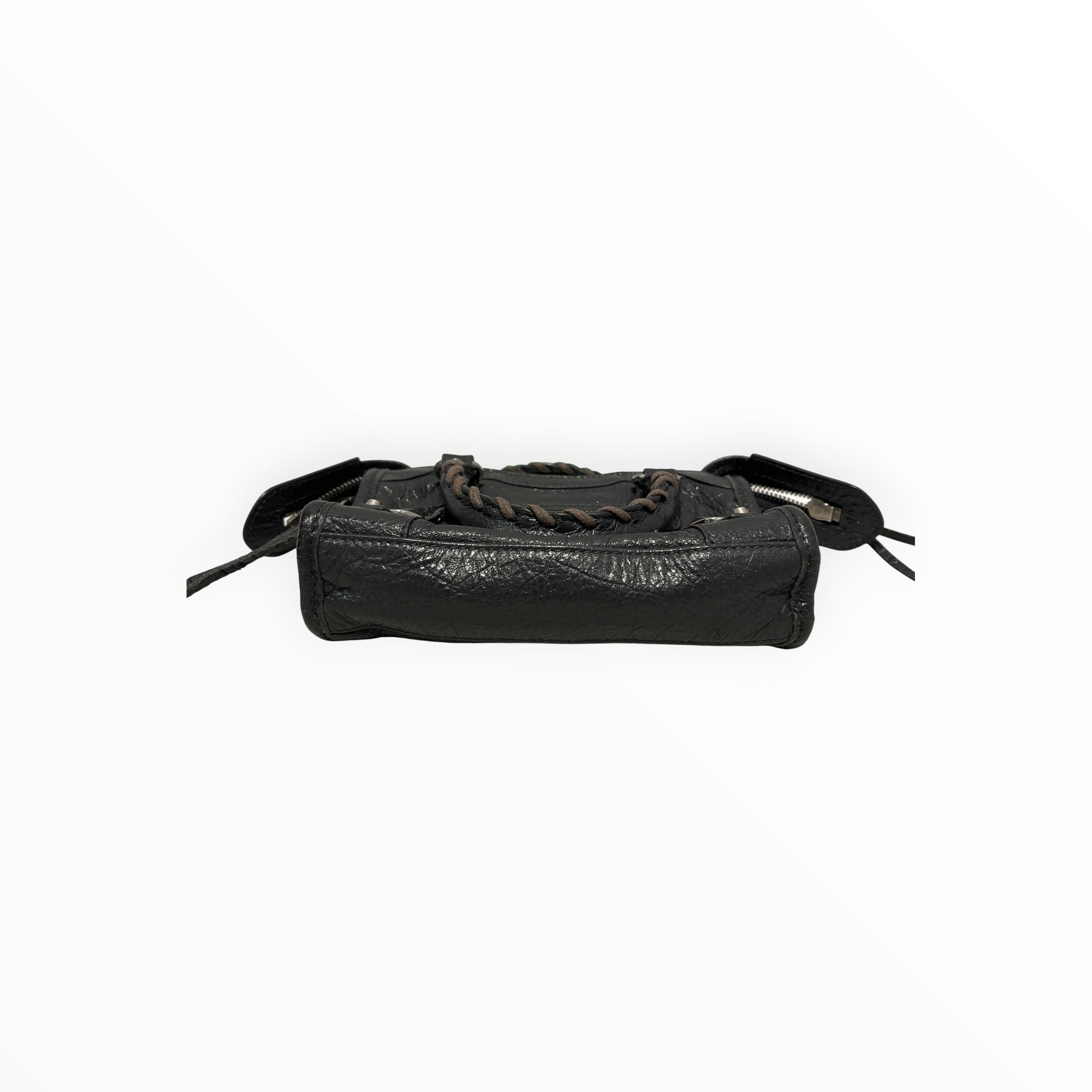 BALENCIAGA/Cross Body Bag/Leather/GRY/Mini city/distressed view 3
