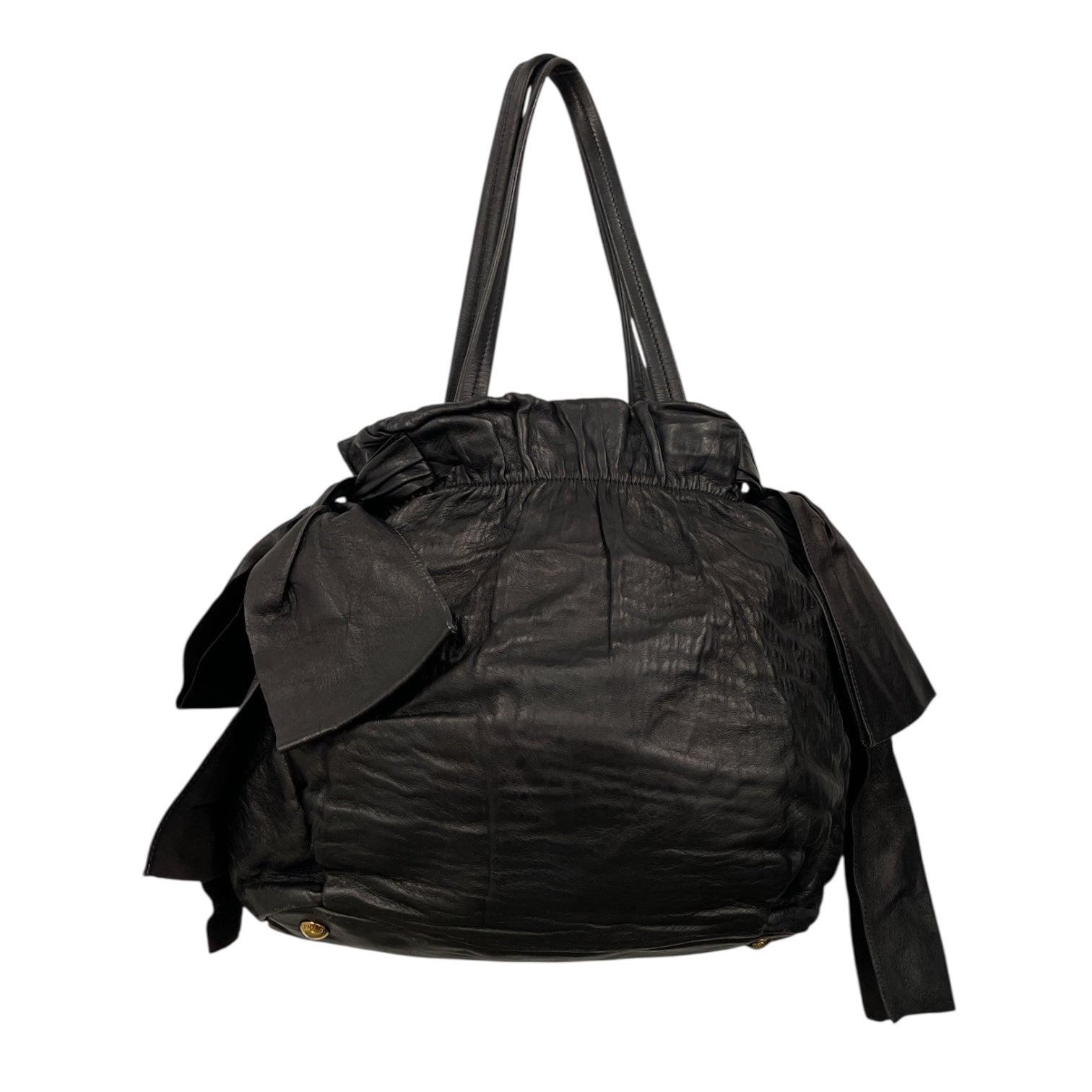 PRADA/Hand Bag/Leather/BLK/BOWS view 2