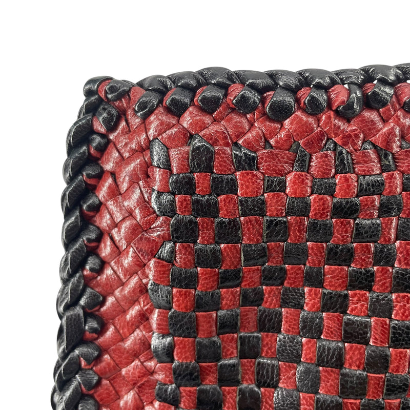 PRADA/Clutch Bag/Leather/RED/RED + BLK WOVEN
