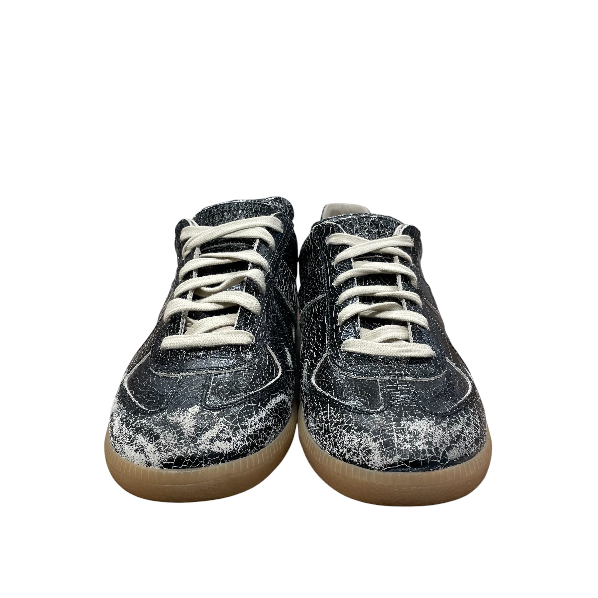 Maison Margiela/Low-Sneakers/EU 41/All Over Print/Leather/BLK/REPLICA CRACKED LEATHER view 3