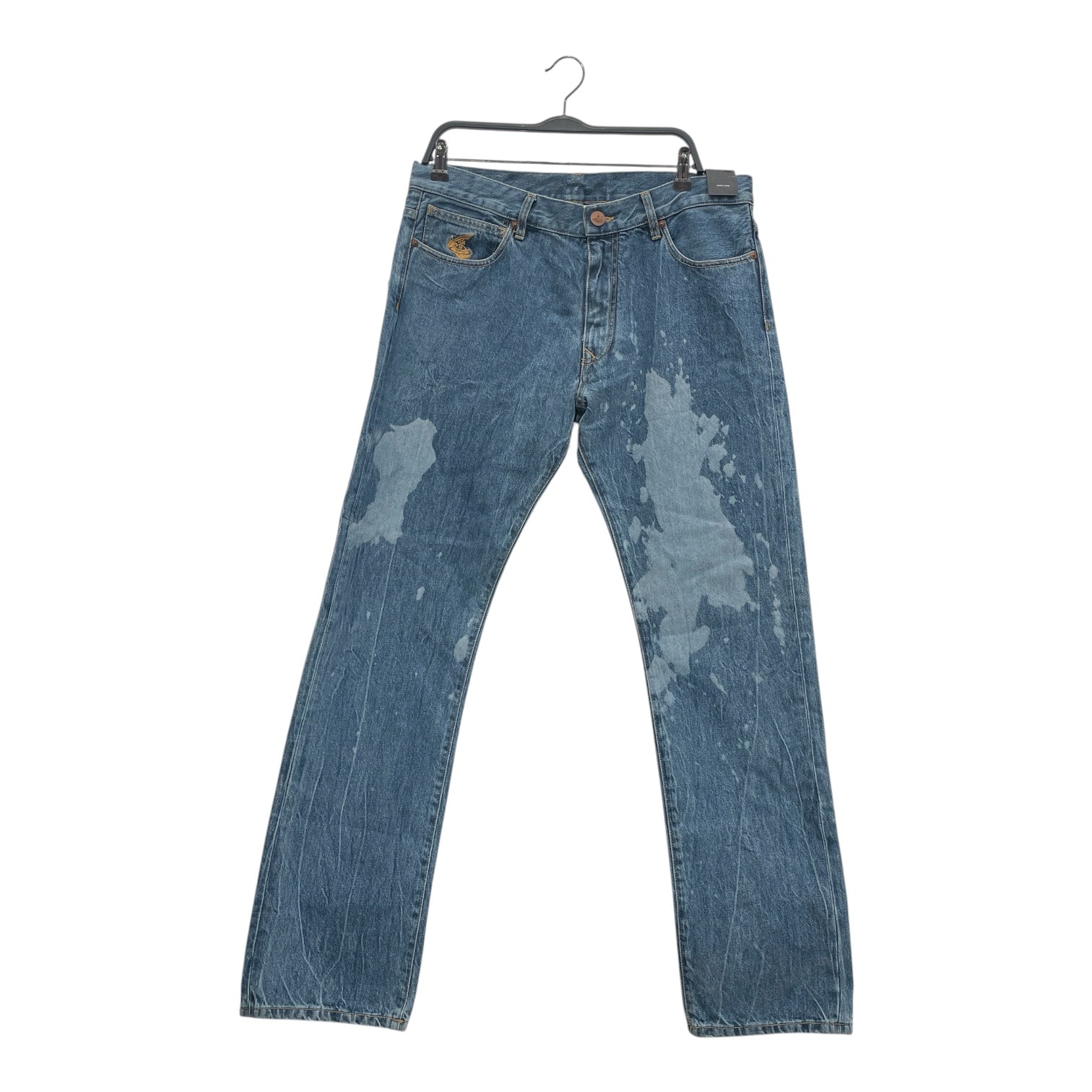 ANGLOMANIA/Vivienne Westwood/Straight Pants/34/Cotton/BLU/Graphic/RED +5 DEGREES SPLATTER BLEACH
