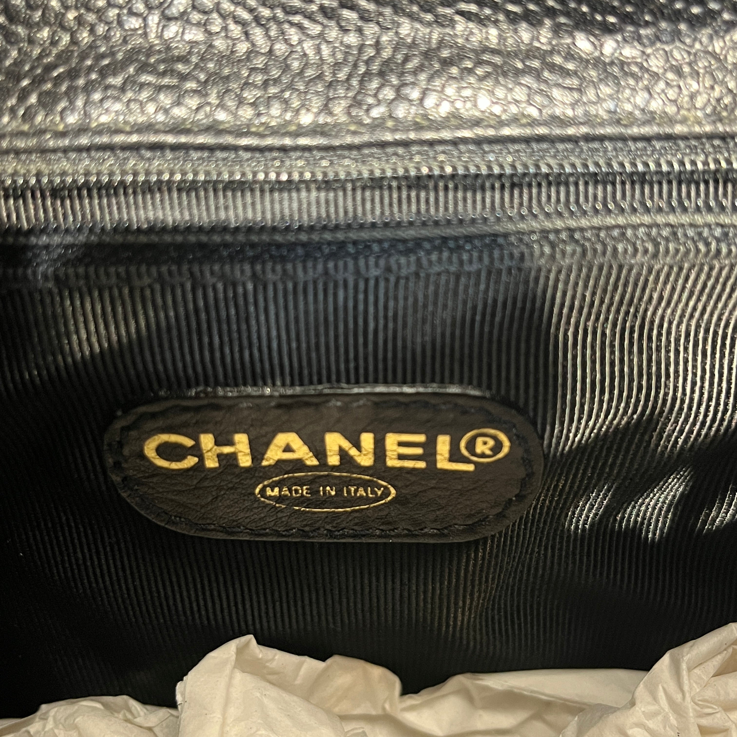 CHANEL/Backpack/Leather/BLK/CAVIAR BACKPACK VTG view 3