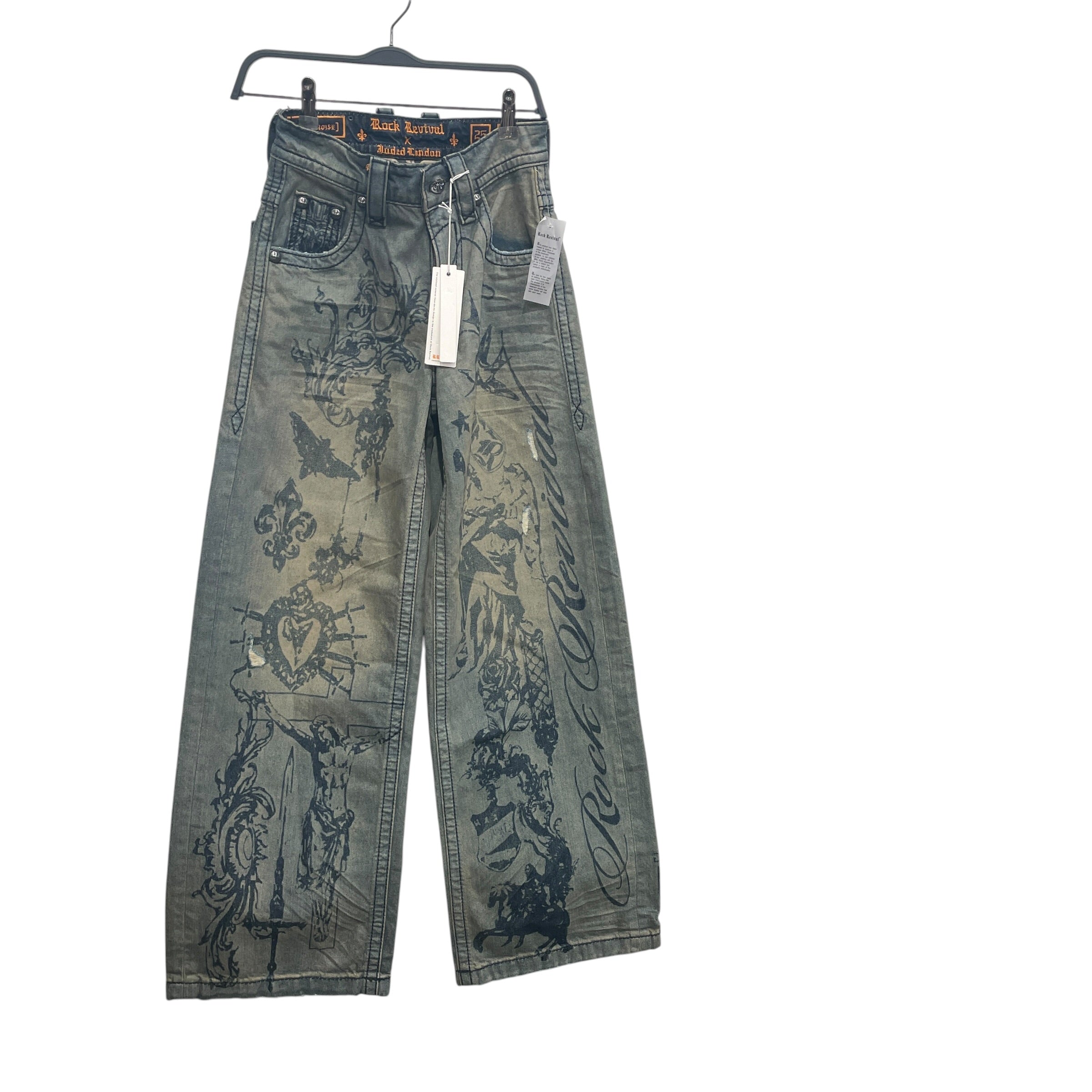 Rock Revival/JADED LONDON/Straight Pants/25/Cotton/IDG/studs pocket detail view 1