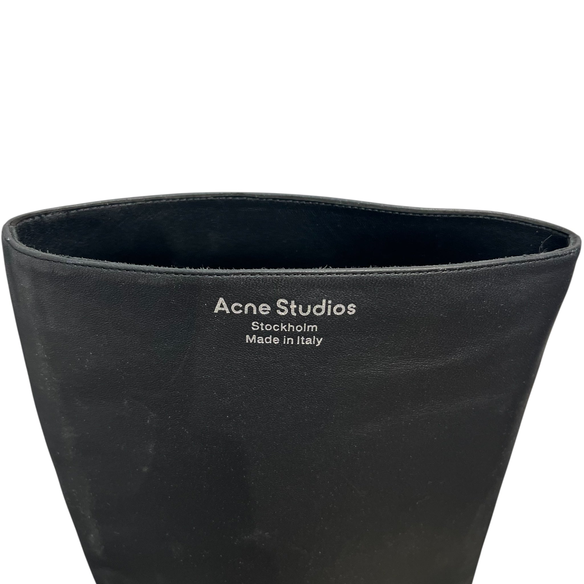 Acne Studios/Boots/EU 38/Leather/BLK/KNEE HIGH SQUARE TIP SLVR LOGO view 7