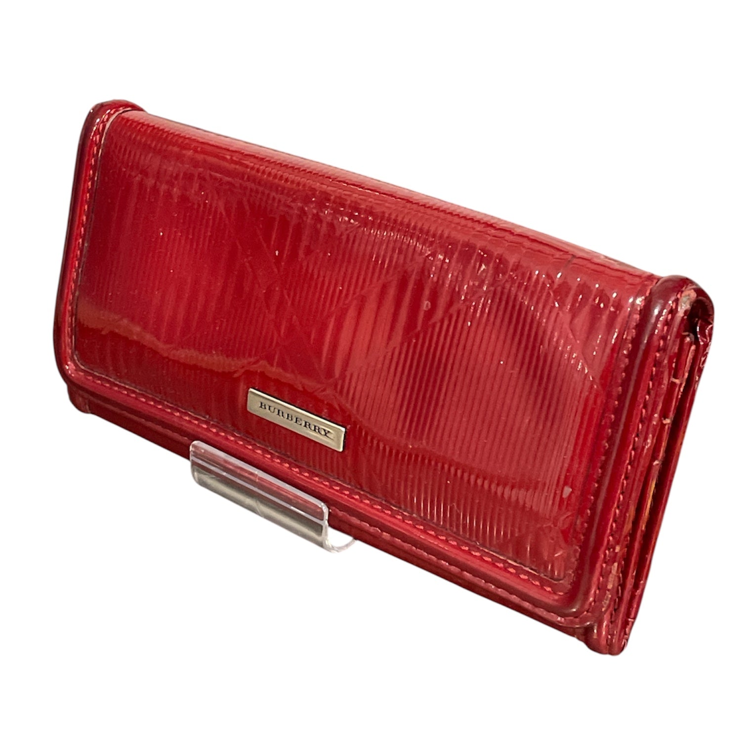 BURBERRY/Long Wallet/M/Leather/RED/SILVER DECAL view 1