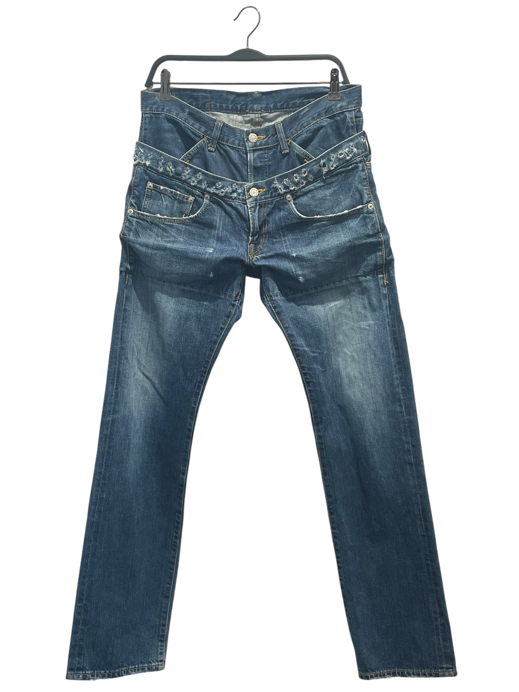 cabane de zucca/Pants/30/Cotton/IDG/Doube Waist Distressd waist view 1
