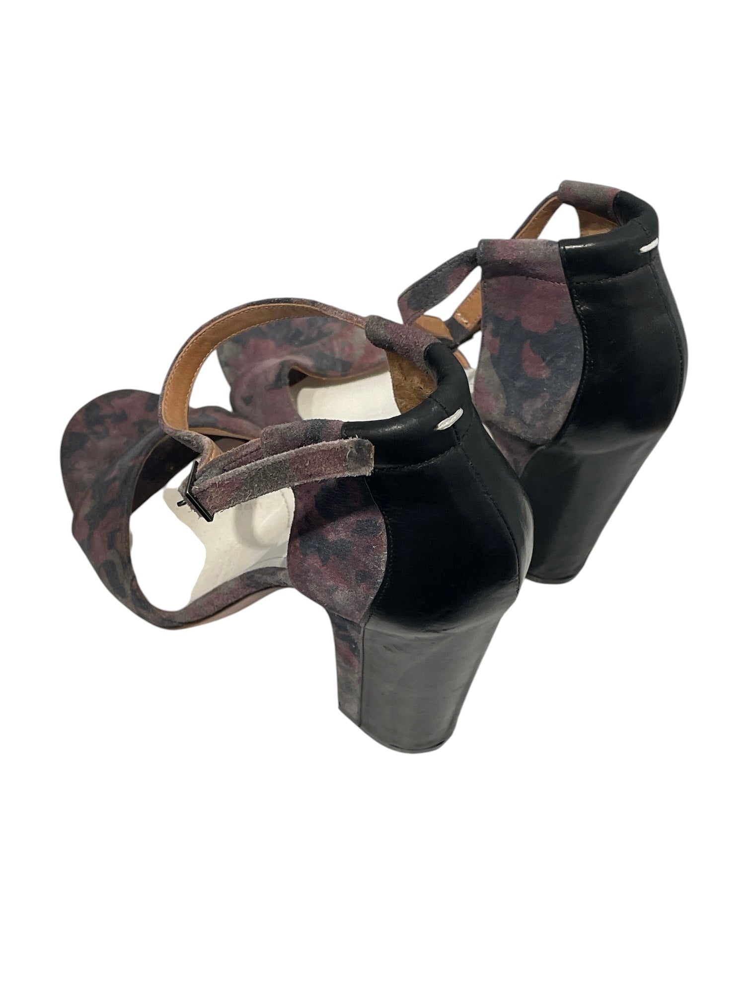 Maison Margiela/Heels/EU 37/Floral Pattern/Suede/MLT/OPEN TOE BLOCK HEELS view 2