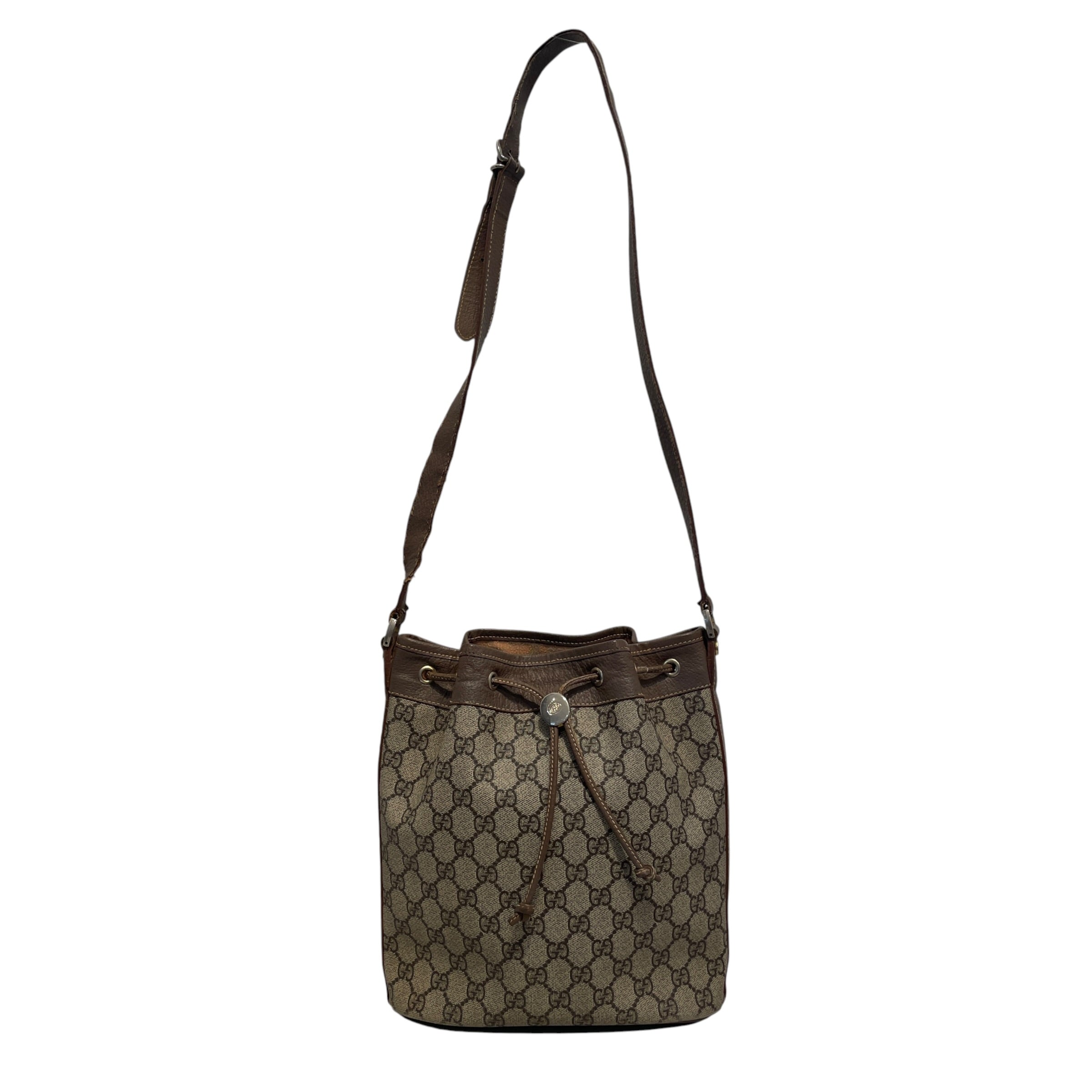 GUCCI/Cross Body Bag/Monogram/Leather/BRW/Supreme Bucket Bag view 1