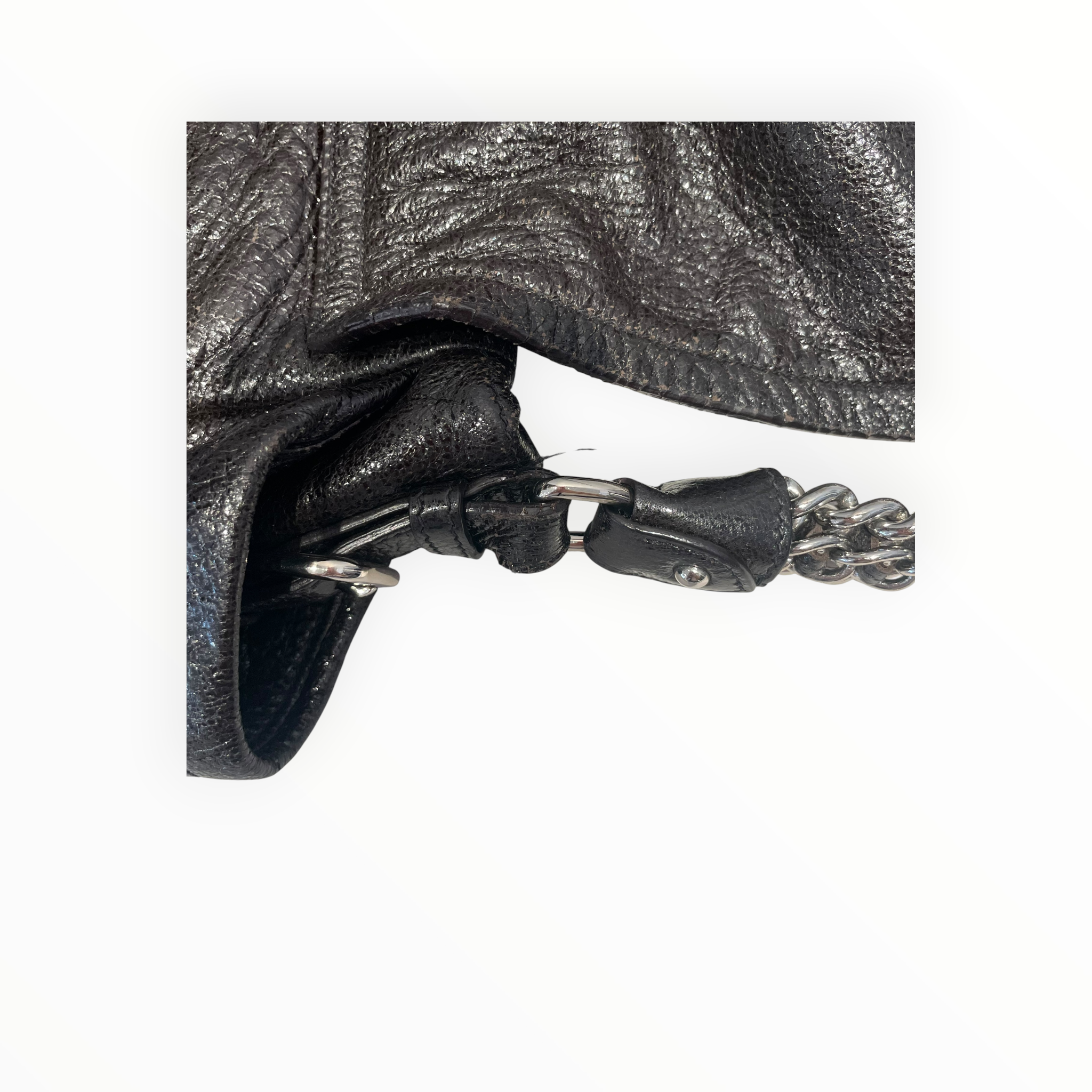 PRADA/Hand Bag/Leather/BLK/METALLIC CERVO view 12