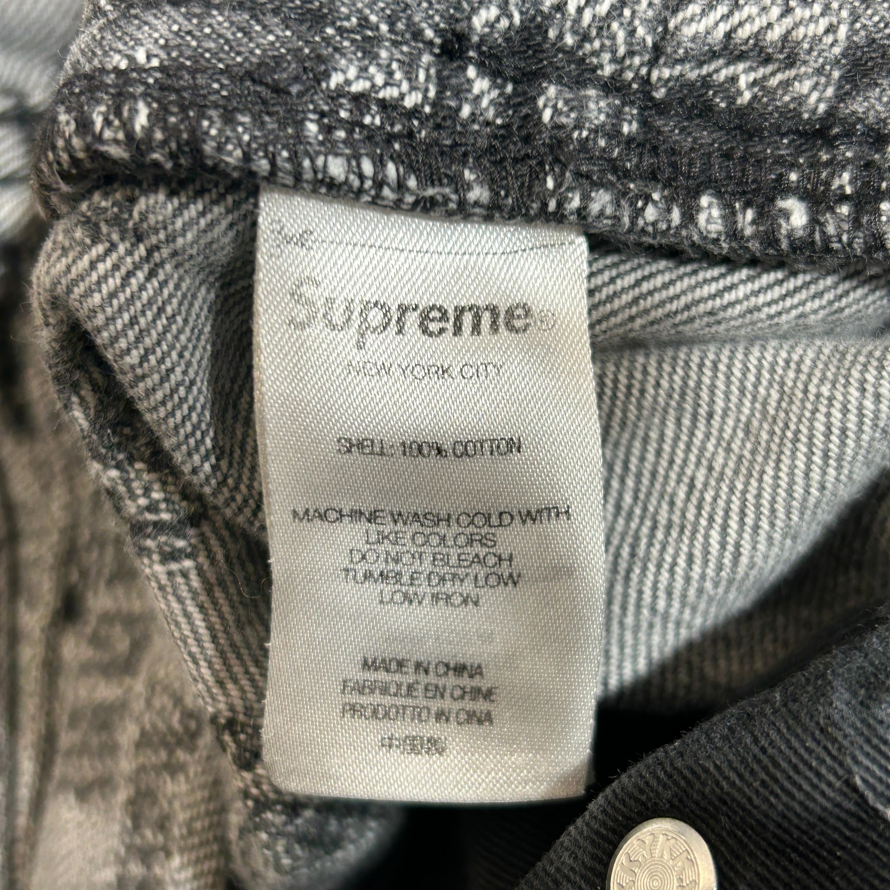 Supreme/Straight Pants/34/Denim/GRY/trademark jacquard baggy jean view 4