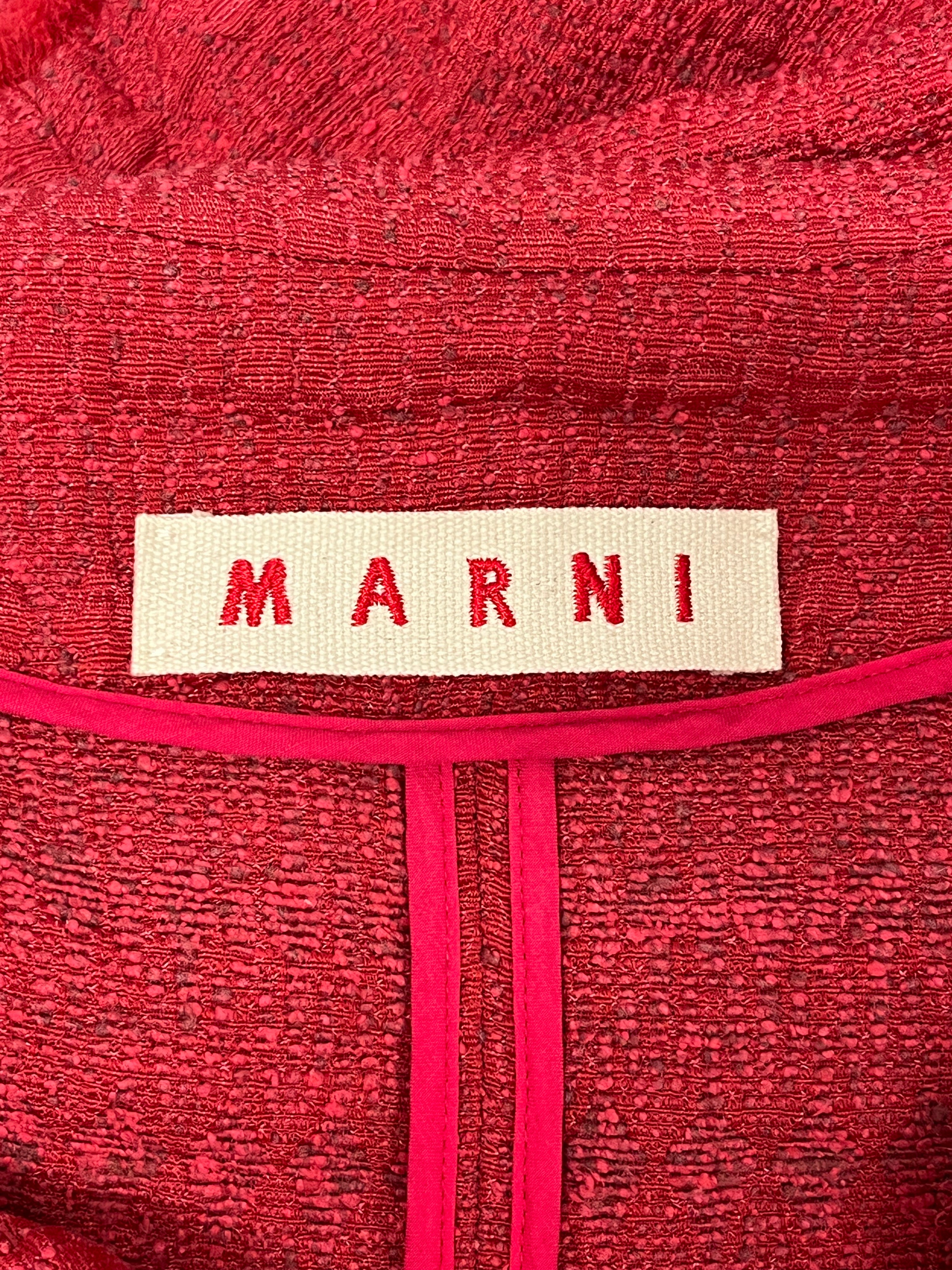 MARNI/Jacket/40/Nylon/RED/FRAYED TRIM TWEED STYLE BUTTON view 3