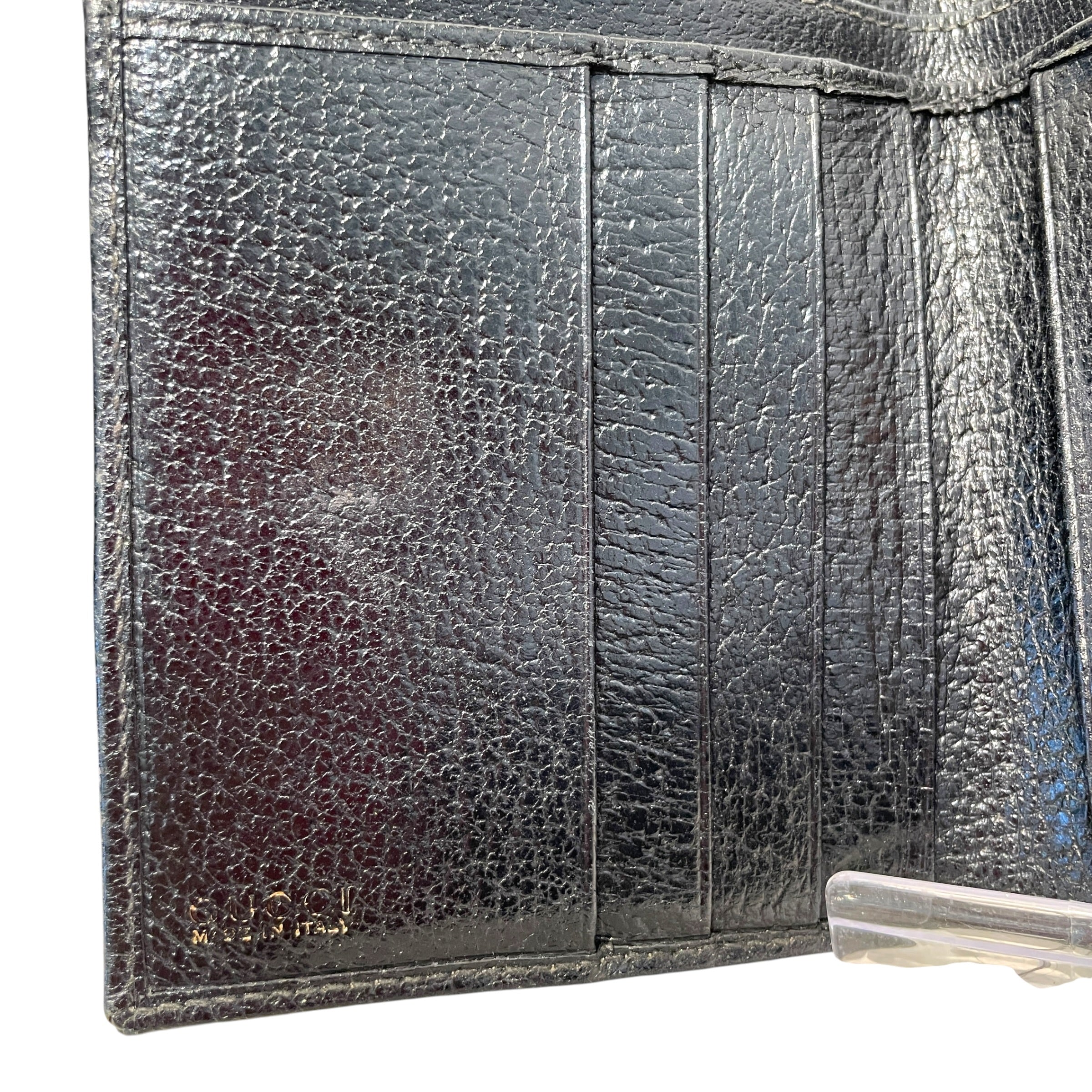 GUCCI/Bifold Wallet/Leather/BLK/L's/Gold-Tone Buckle Clasp Bifold view 4