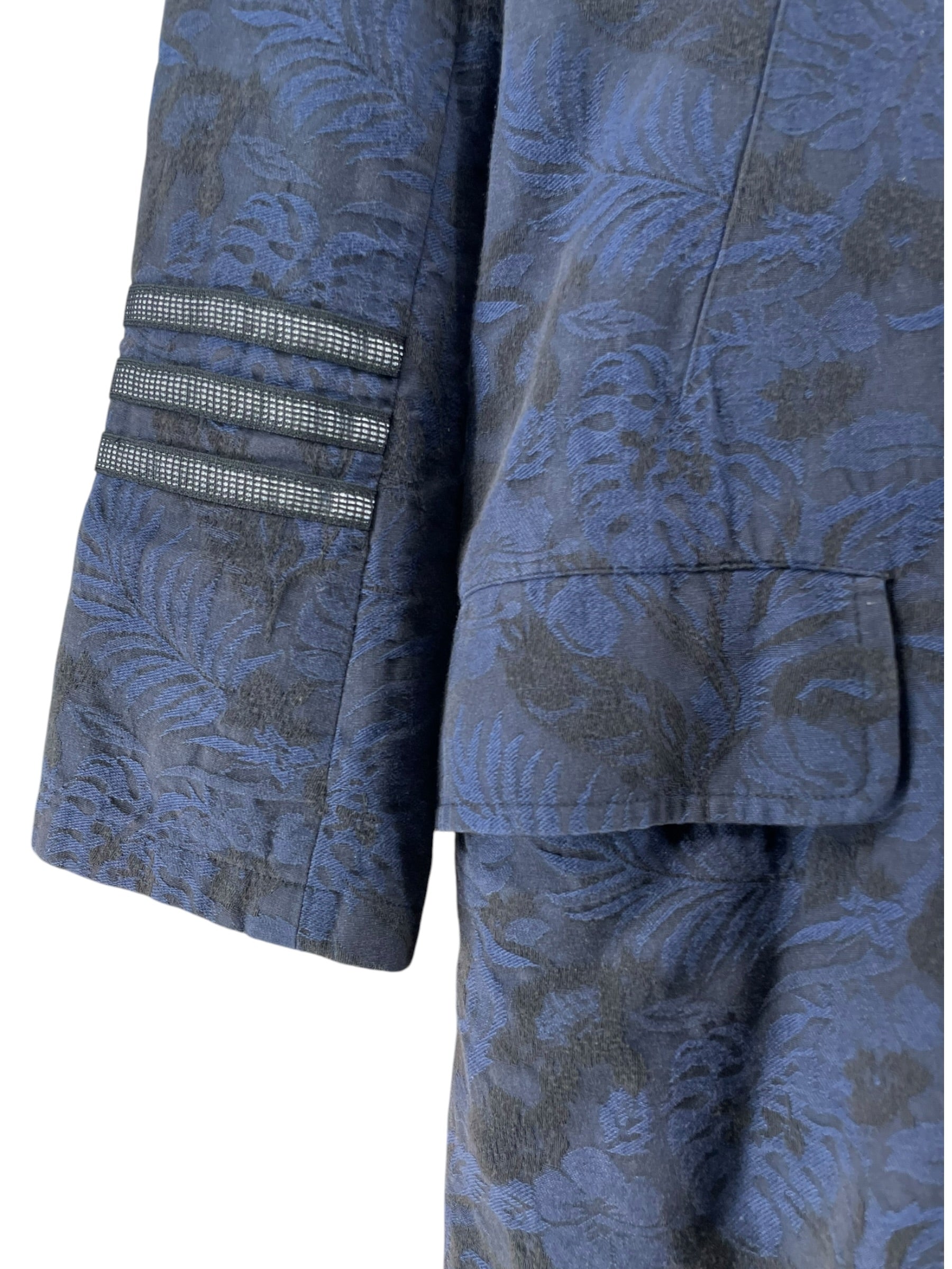 Y-3/Jacket/L/Cotton/NVY/Floral Pattern/FLORAL LONG COAT 3 STRIPE SLEE view 4