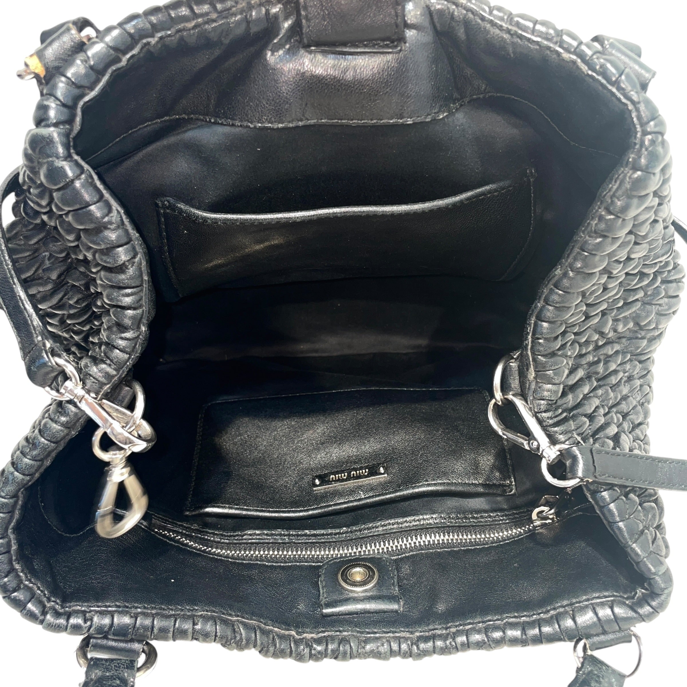 MIU MIU/Hand Bag/Leather/BLK/Matelasse Hand Bag view 4