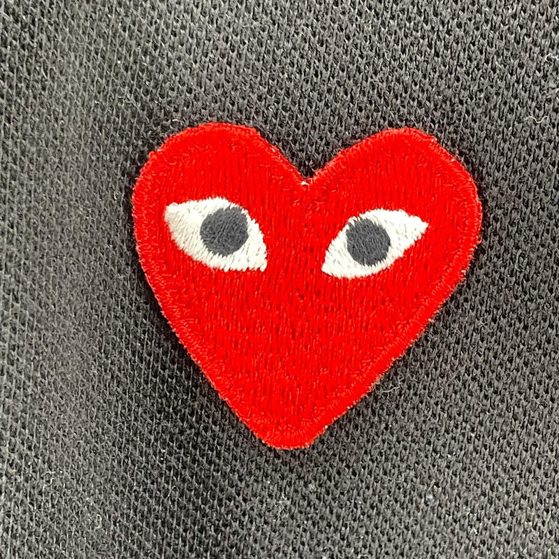 PLAY COMME des GARCONS/Polo Shirt/L/Cotton/BLK/RED HEART PATCH