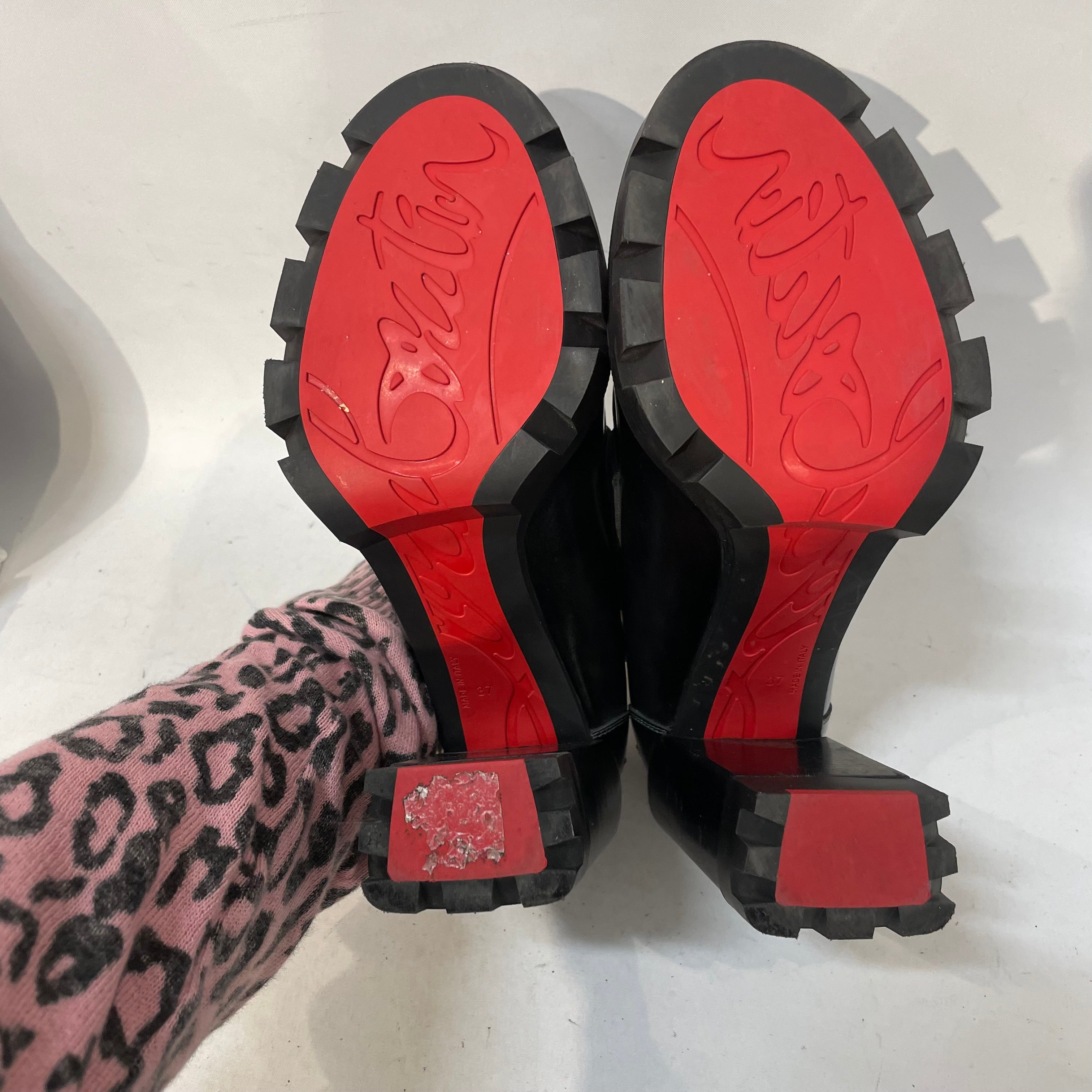 Christian Louboutin/Heels/EU 37/Leather/BLK/Moc Lug Alta 100 view 8