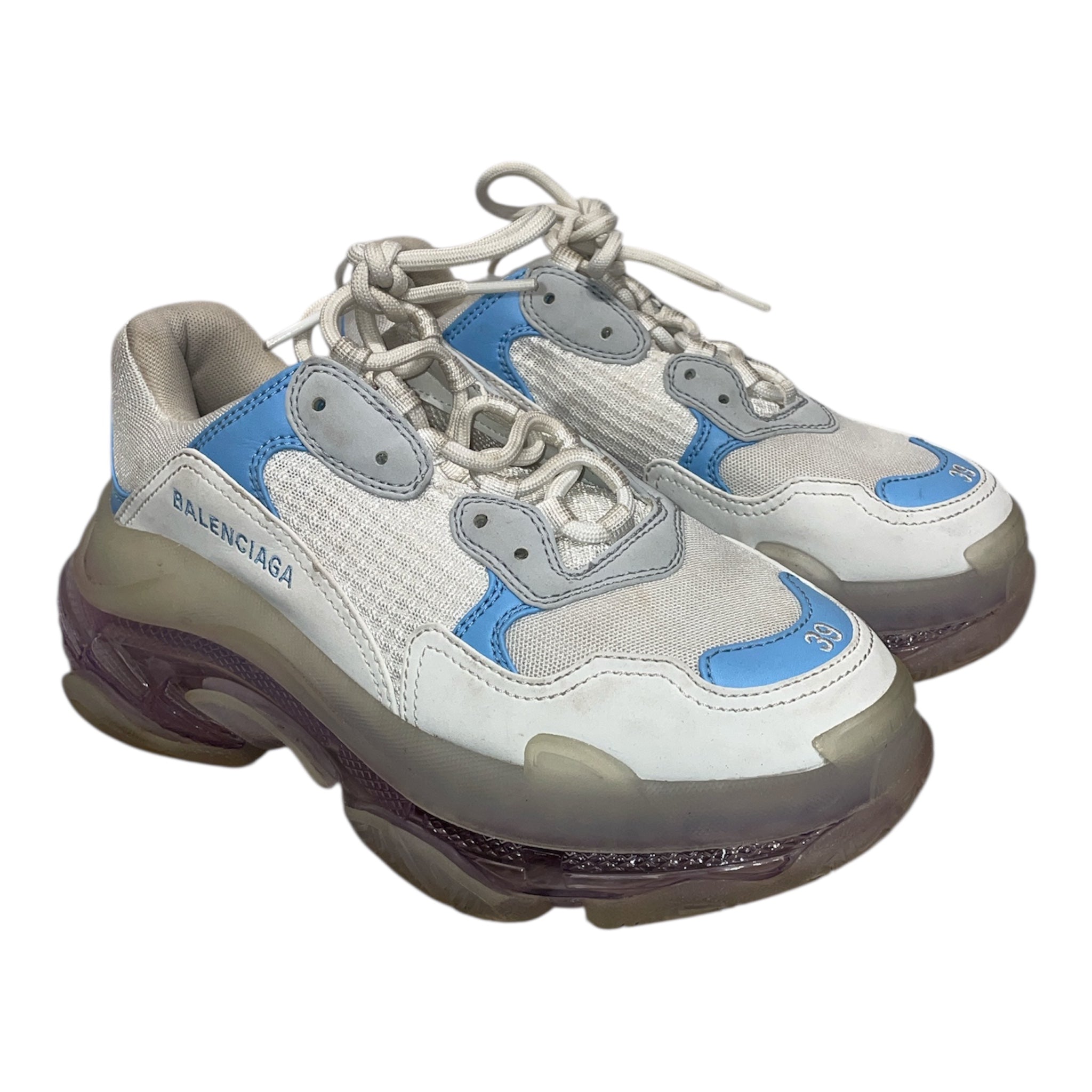 BALENCIAGA/Low-Sneakers/EU 39/Cotton/WHT/clear sole view 1