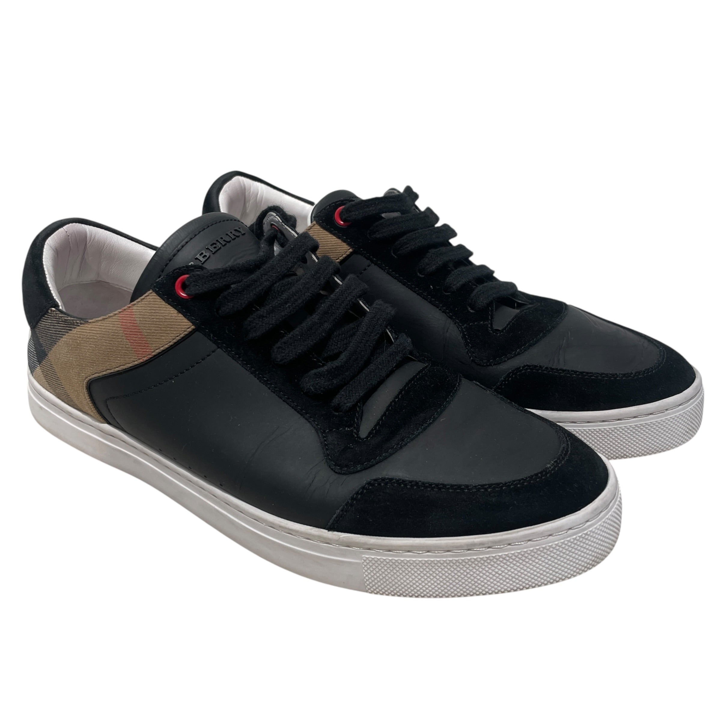 BURBERRY LONDON/Low-Sneakers/EU 43.5/Plaid/Acrylic/BLK/plaid around the back view 1