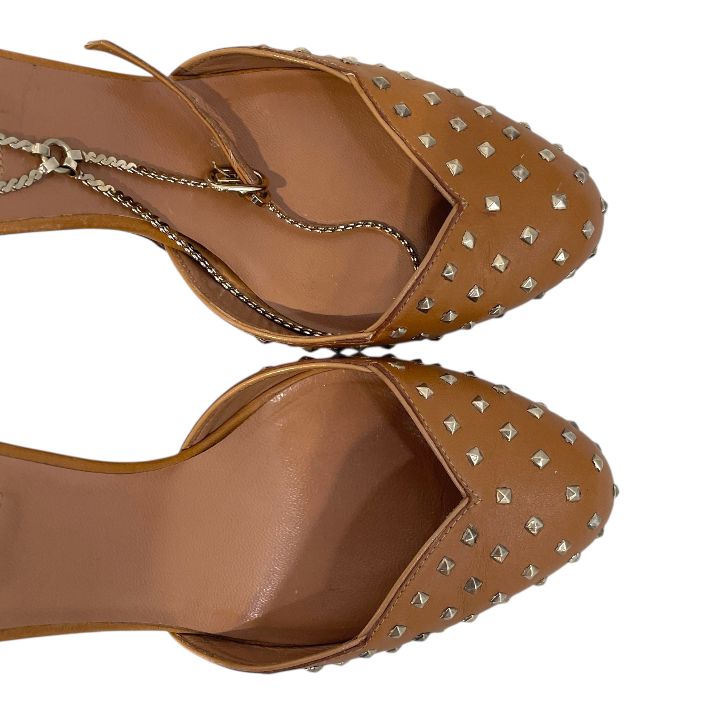 VALENTINO GARAVANI/Heels/EU 37.5/Leather/PNK/Rockstud Chain Strap view 4