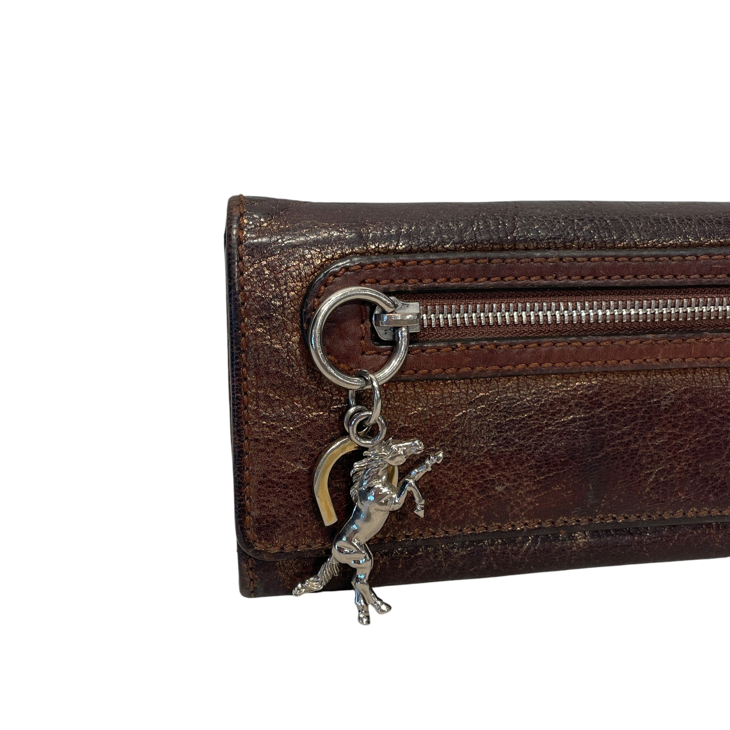 Chloe/Long Wallet/Leather/BRW/L's/HORSE CHARM ZIPPER PULL view 2