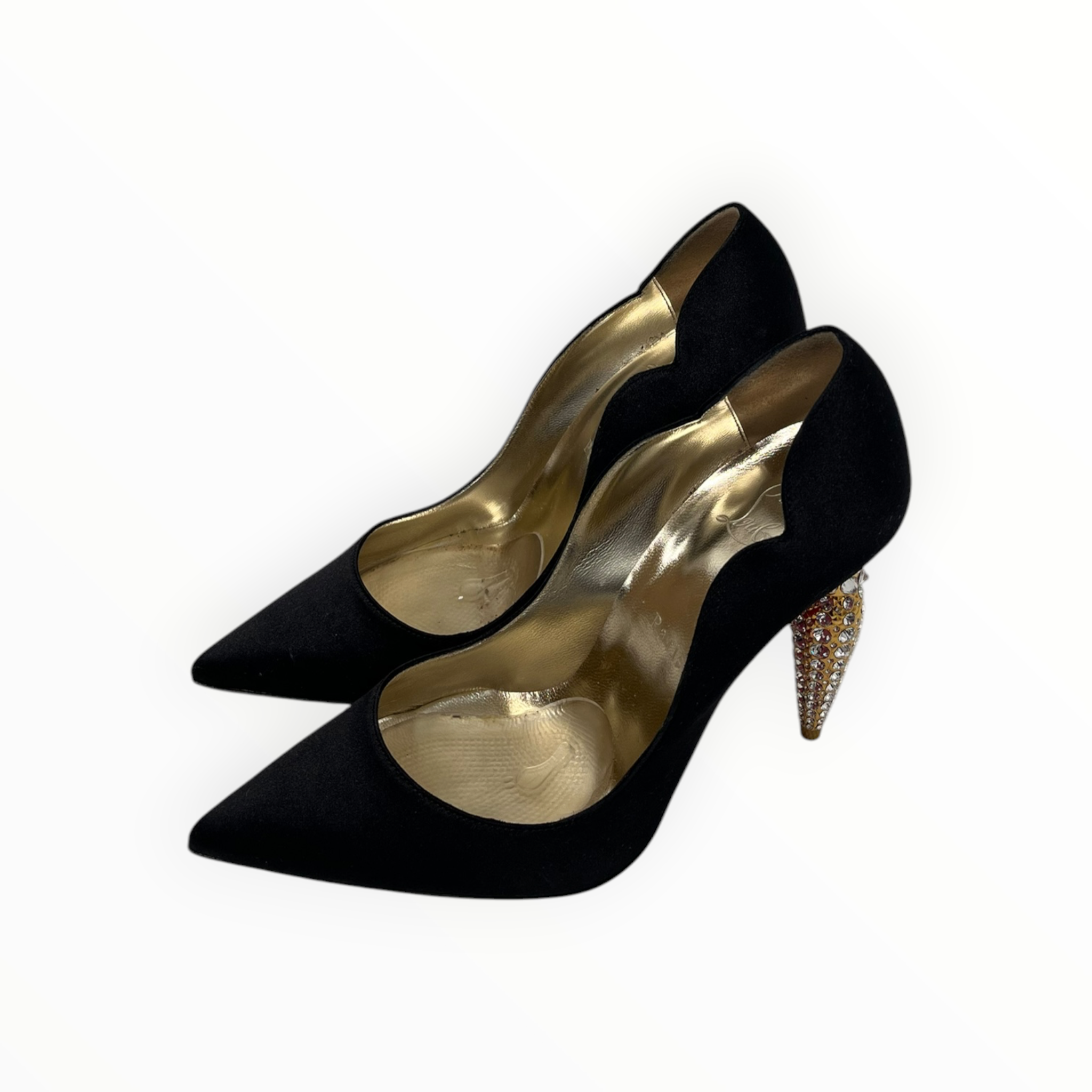 Christian Louboutin/Heels/EU 38/BLK/CRYSTAL HEEL view 1