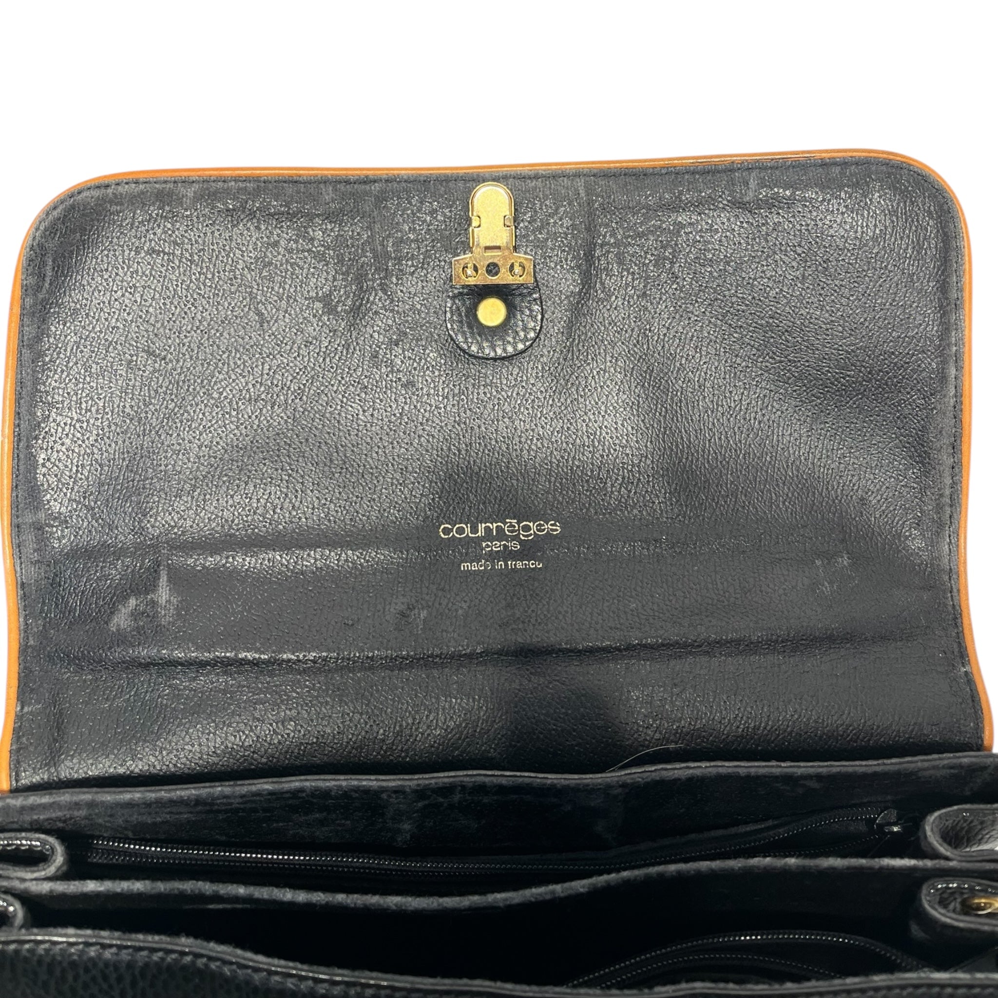 Courreges/Hand Bag/BLK/blak and brwn leather view 6